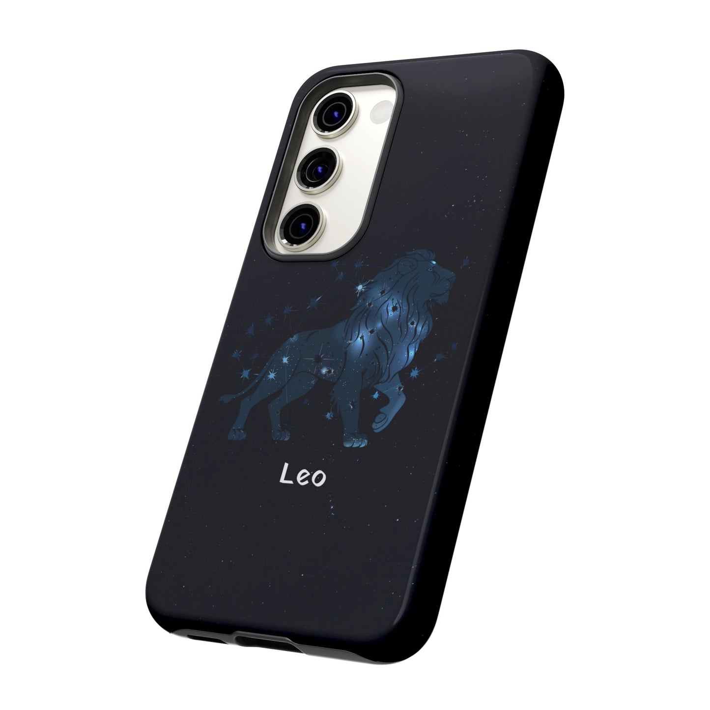 Leo Star Sign Zodiac Black Glossy Phone Case Tough Protection for iPhone or Samsung Galaxy