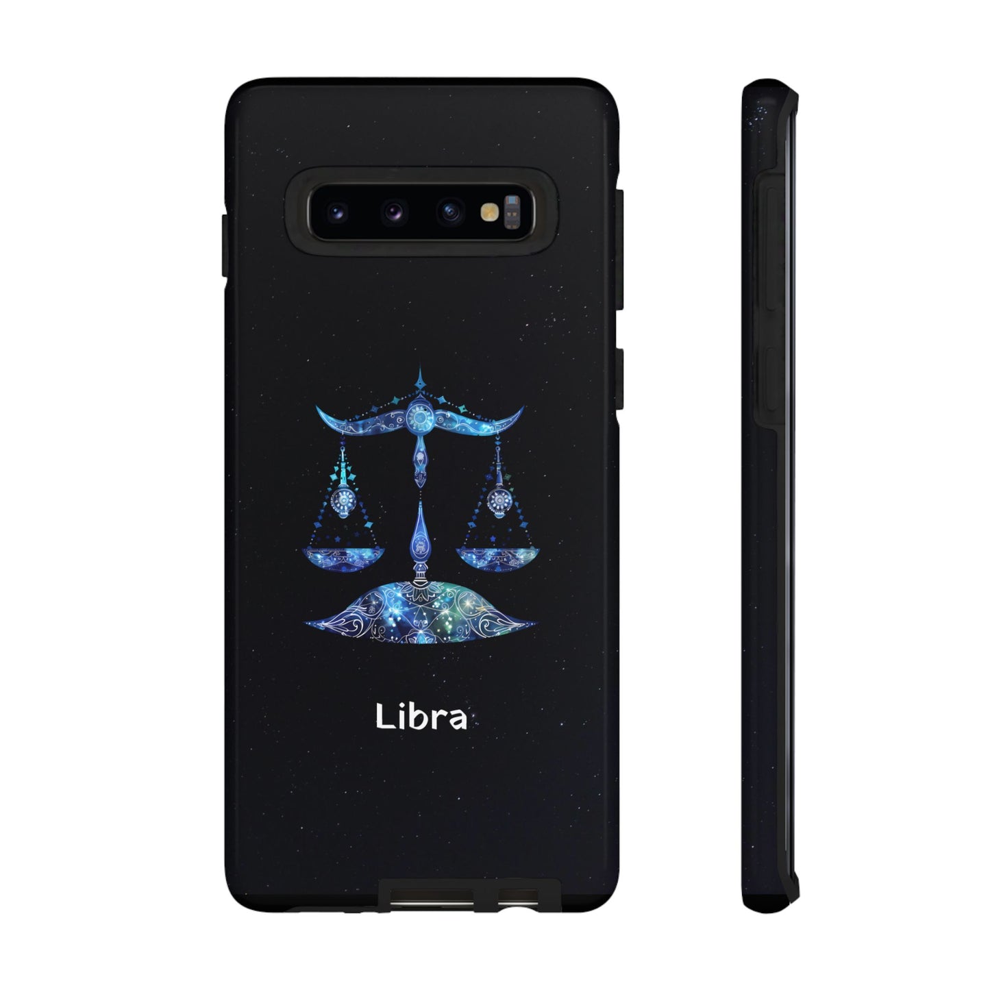 Libra Zodiac Star Sign Black Glossy Phone Case Tough Protection for iPhone or Samsung Galaxy