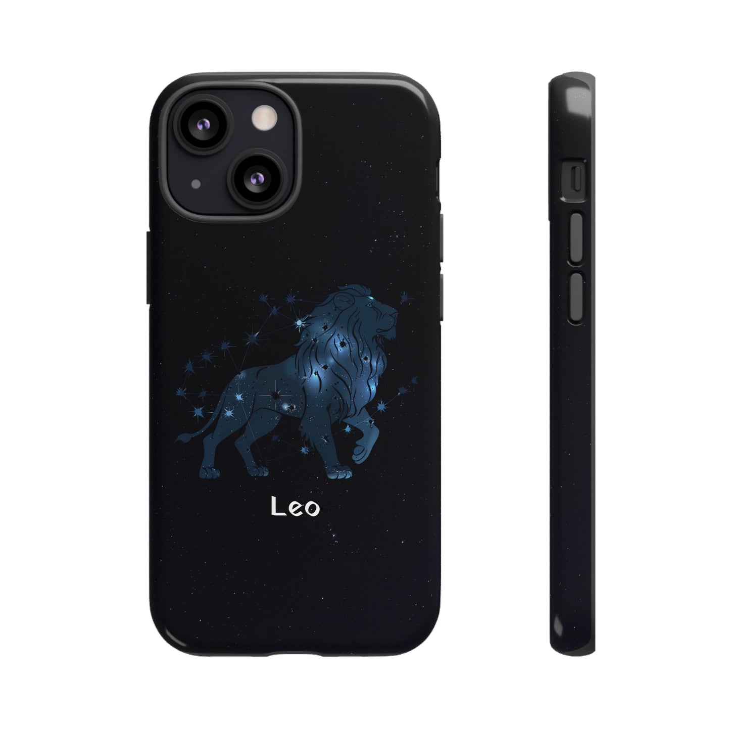 Leo Star Sign Zodiac Black Glossy Phone Case Tough Protection for iPhone or Samsung Galaxy