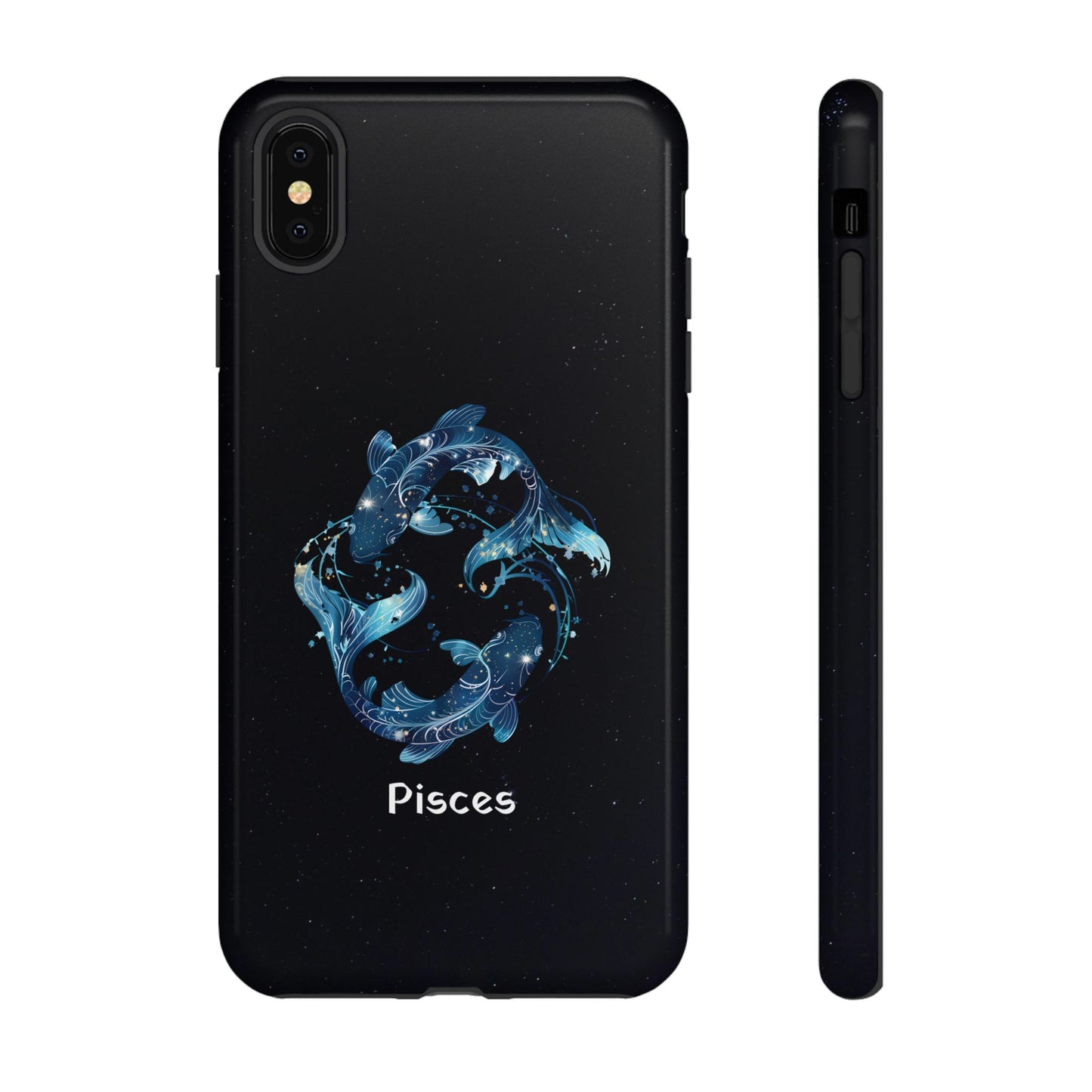 Pisces Zodiac Star Sign Black Glossy Phone Case Tough Protection for iPhone or Samsung Galaxy