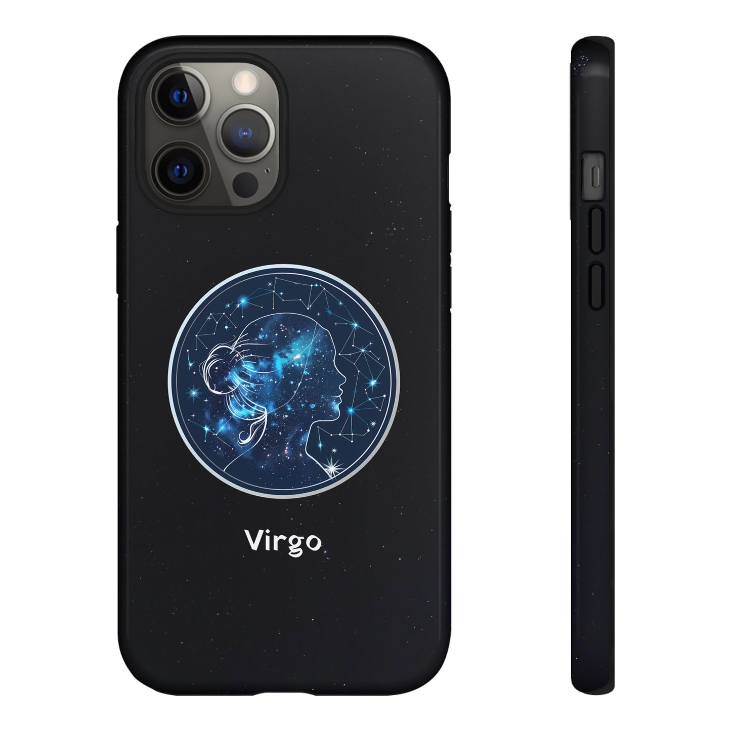 Virgo Zodiac Star Sign Black Glossy Phone Case Tough Protection for iPhone or Samsung Galaxy