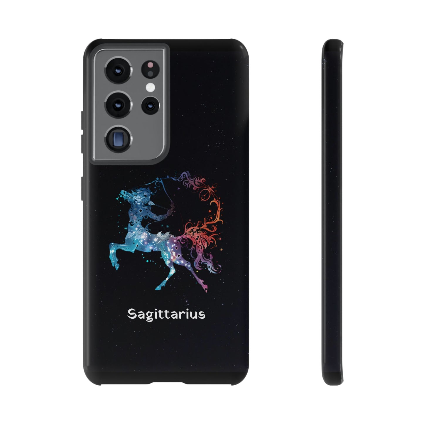 Sagittarius Zodiac Star Sign Black Glossy Phone Case Tough Protection for iPhone or Samsung Galaxy
