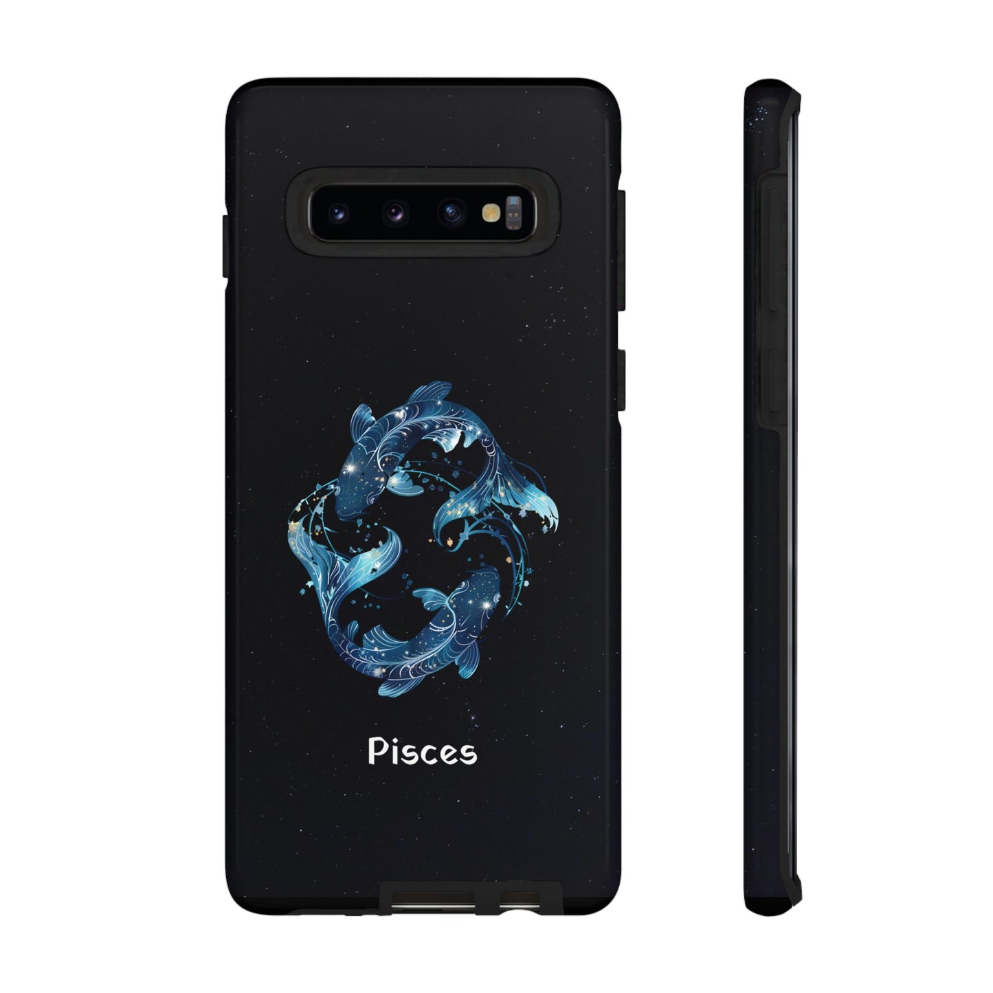 Pisces Zodiac Star Sign Black Glossy Phone Case Tough Protection for iPhone or Samsung Galaxy