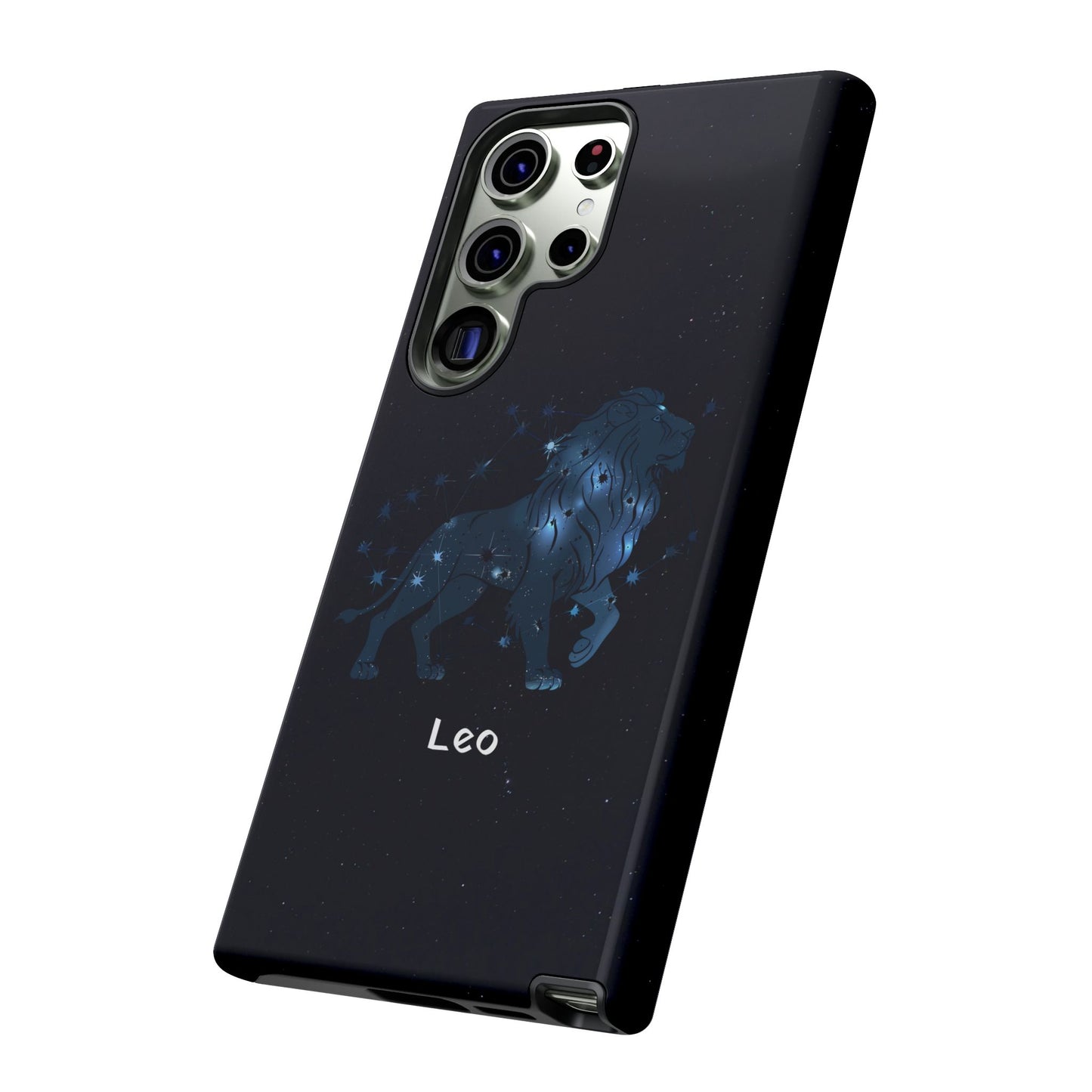 Leo Star Sign Zodiac Black Glossy Phone Case Tough Protection for iPhone or Samsung Galaxy