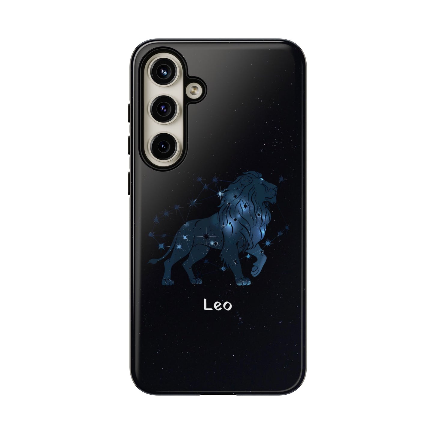 Leo Star Sign Zodiac Black Glossy Phone Case Tough Protection for iPhone or Samsung Galaxy