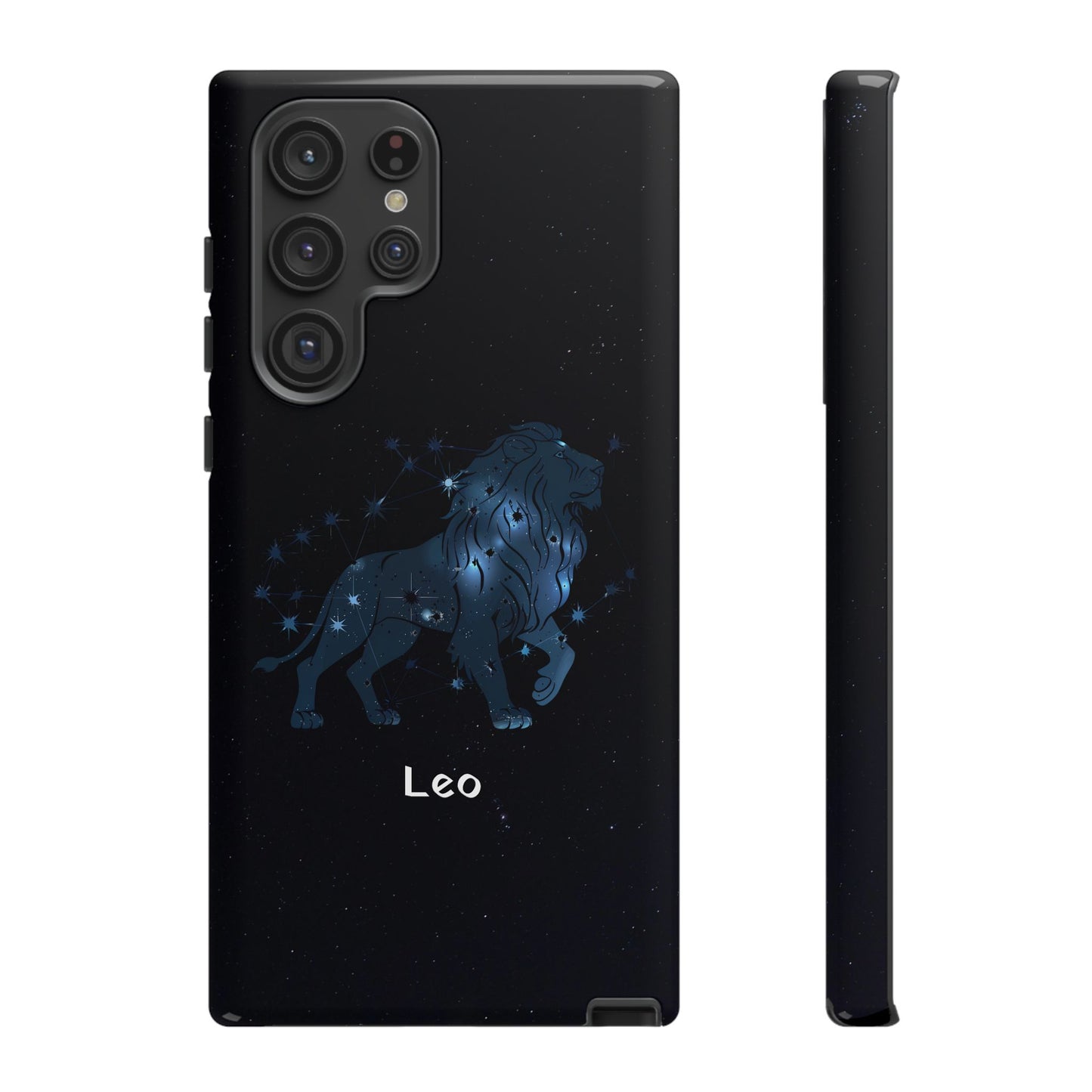 Leo Star Sign Zodiac Black Glossy Phone Case Tough Protection for iPhone or Samsung Galaxy