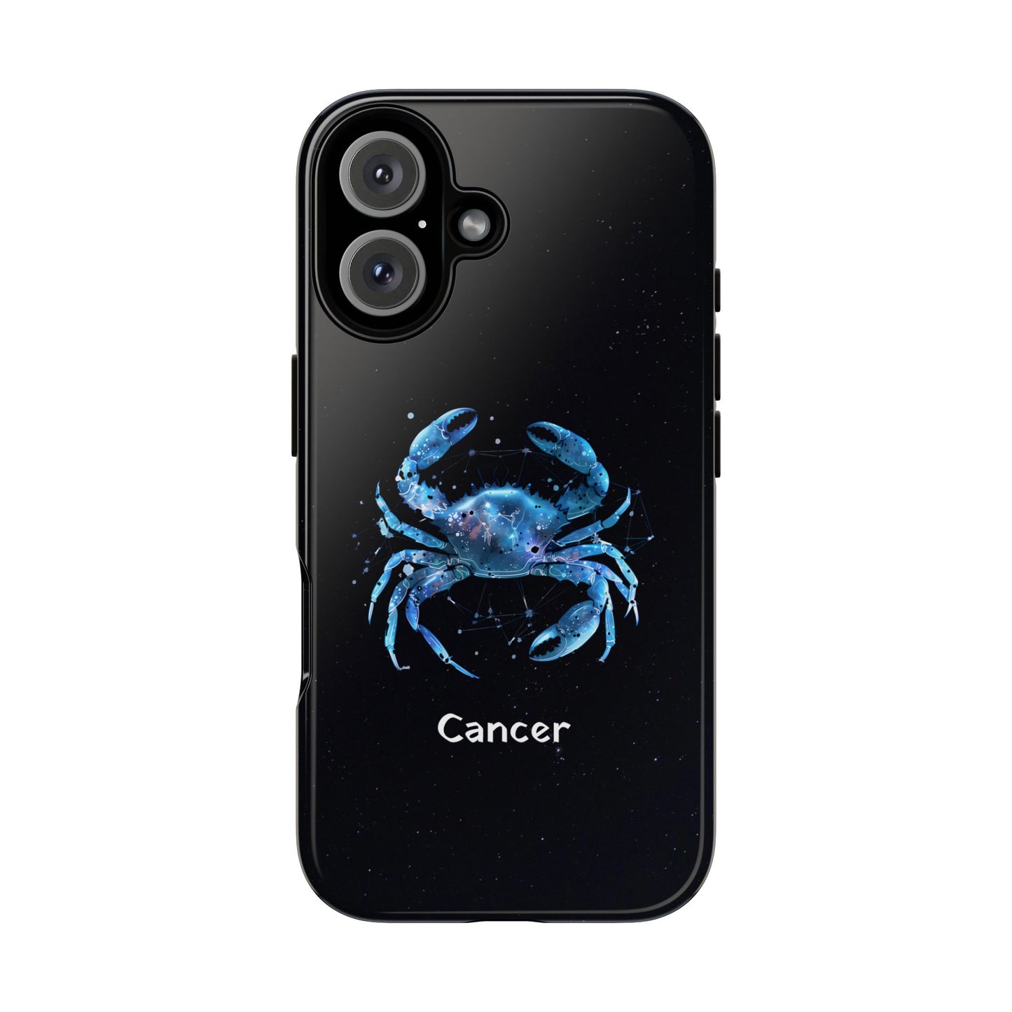 Cancer Zodiac Star Sign Black Glossy Phone Case Tough Protection for iPhone or Samsung Galaxy