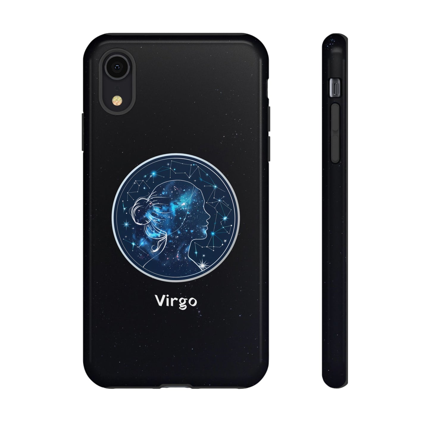 Virgo Zodiac Star Sign Black Glossy Phone Case Tough Protection for iPhone or Samsung Galaxy