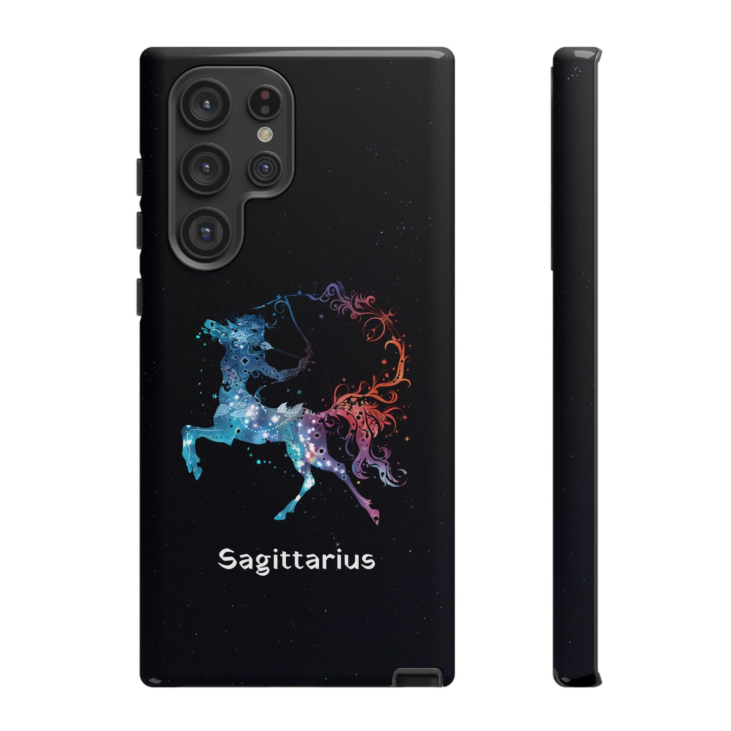 Sagittarius Zodiac Star Sign Black Glossy Phone Case Tough Protection for iPhone or Samsung Galaxy