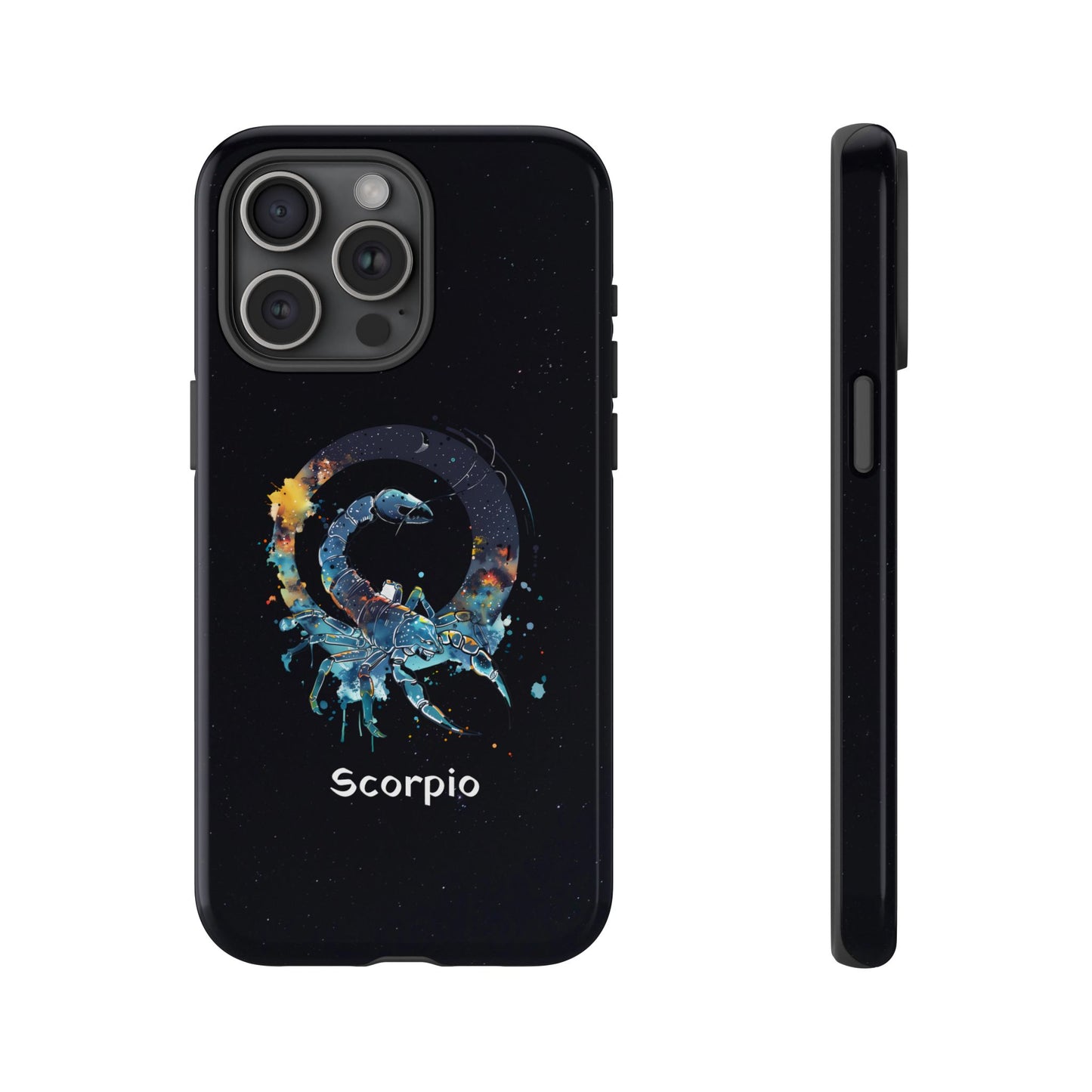 Scorpio Zodiac Star Sign Black Glossy Phone Case Tough Protection for iPhone or Samsung Galaxy