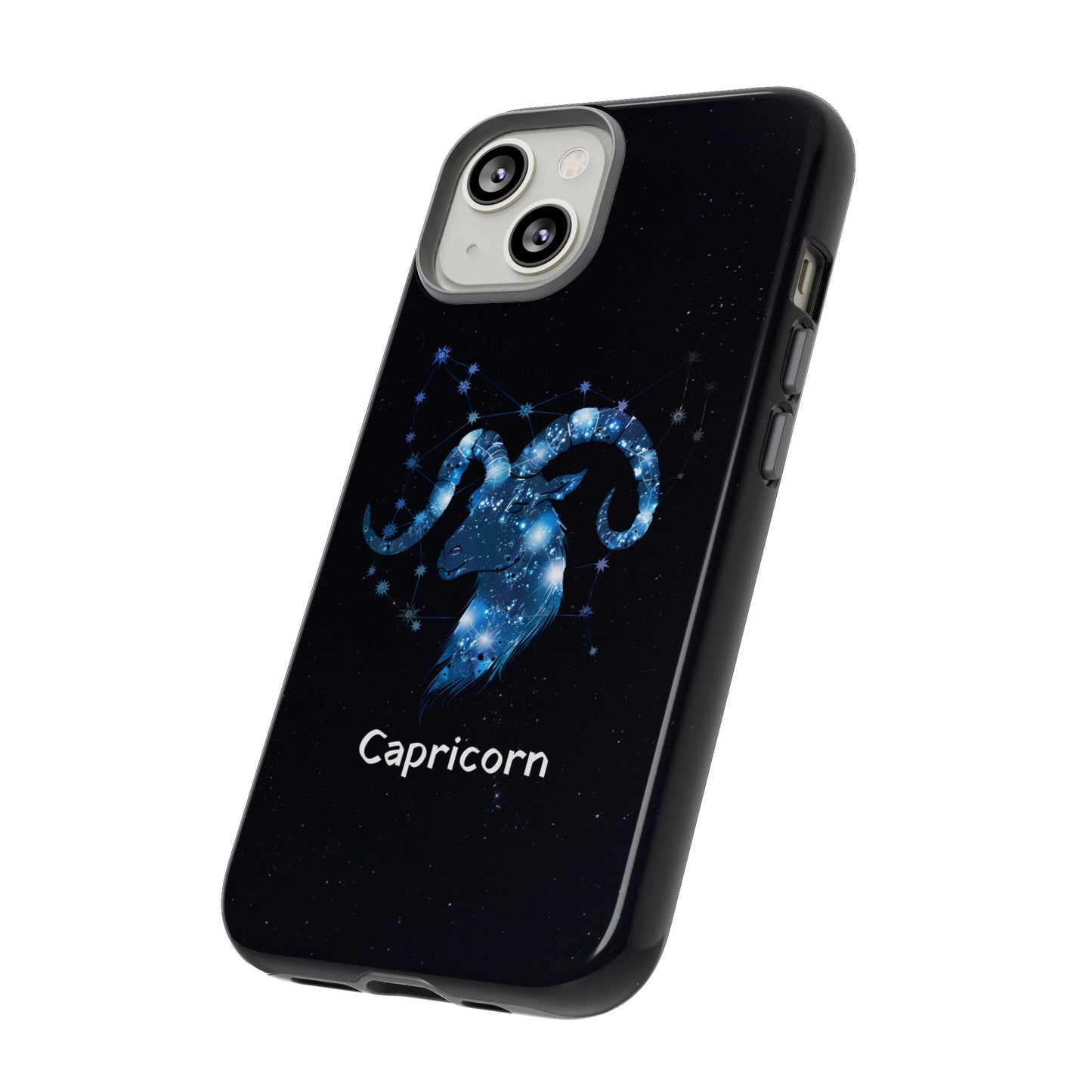 Capricorn Zodiac Star Sign Black Glossy Phone Case Tough Protection for iPhone or Samsung Galaxy
