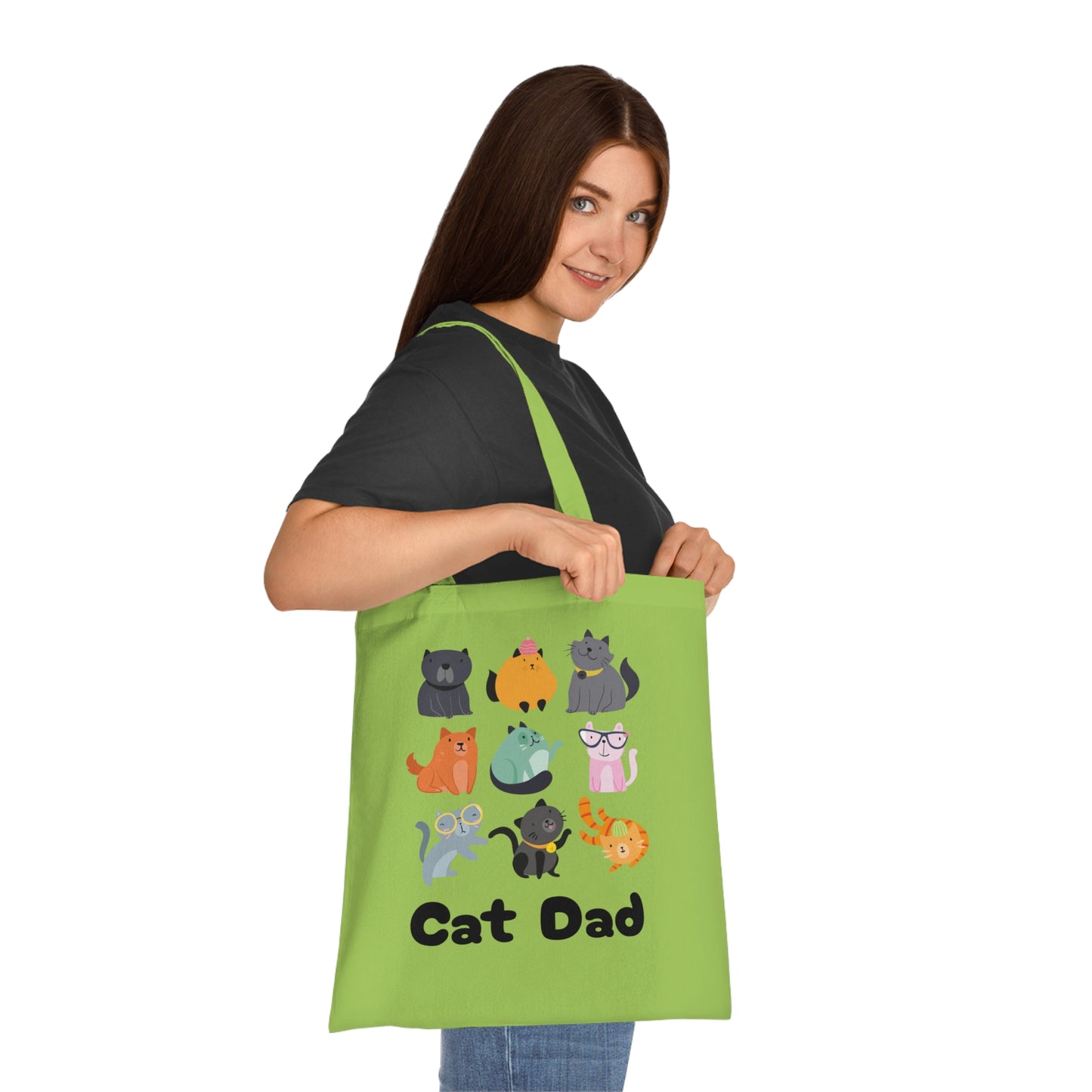 Cat Dad Large Cotton Tote Bag in Various Colours - Perfect Gift for Cat Lovers