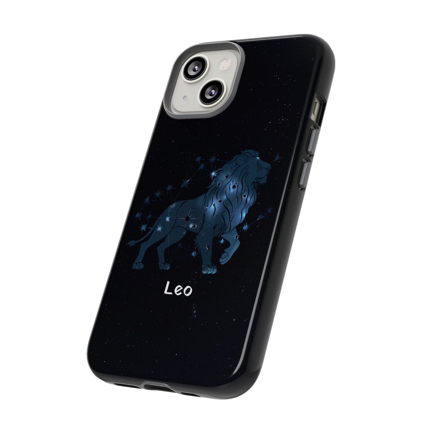 Leo Star Sign Zodiac Black Glossy Phone Case Tough Protection for iPhone or Samsung Galaxy