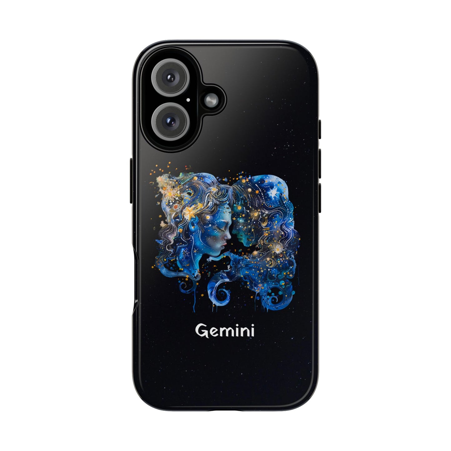 Gemini Zodiac Star Sign Black Glossy Phone Case Tough Protection for iPhone or Samsung Galaxy