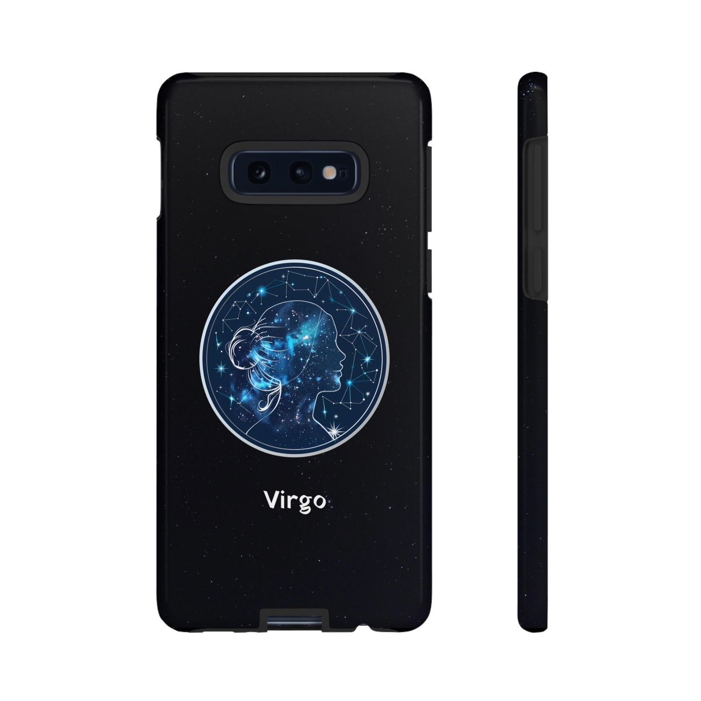 Virgo Zodiac Star Sign Black Glossy Phone Case Tough Protection for iPhone or Samsung Galaxy