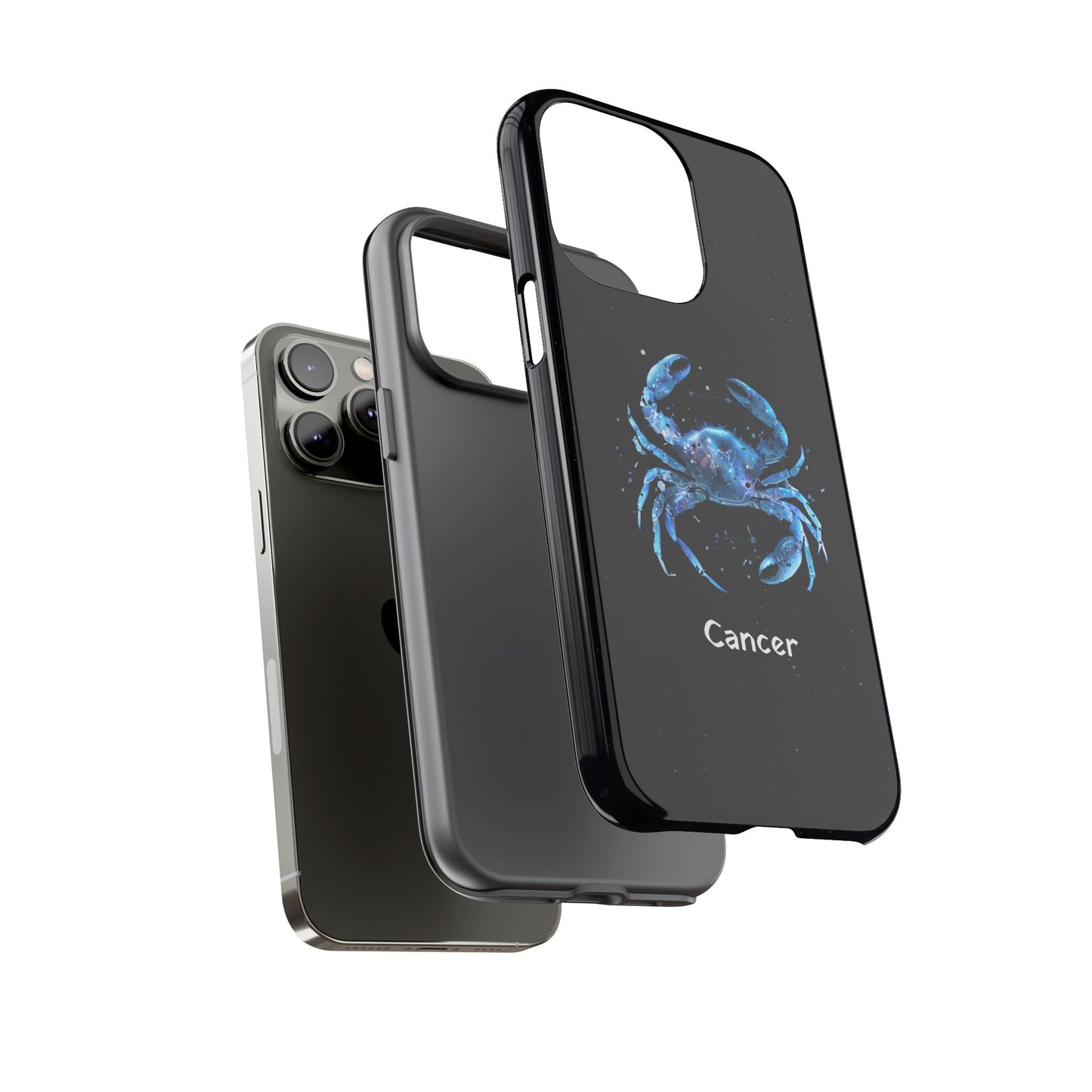 Cancer Zodiac Star Sign Black Glossy Phone Case Tough Protection for iPhone or Samsung Galaxy