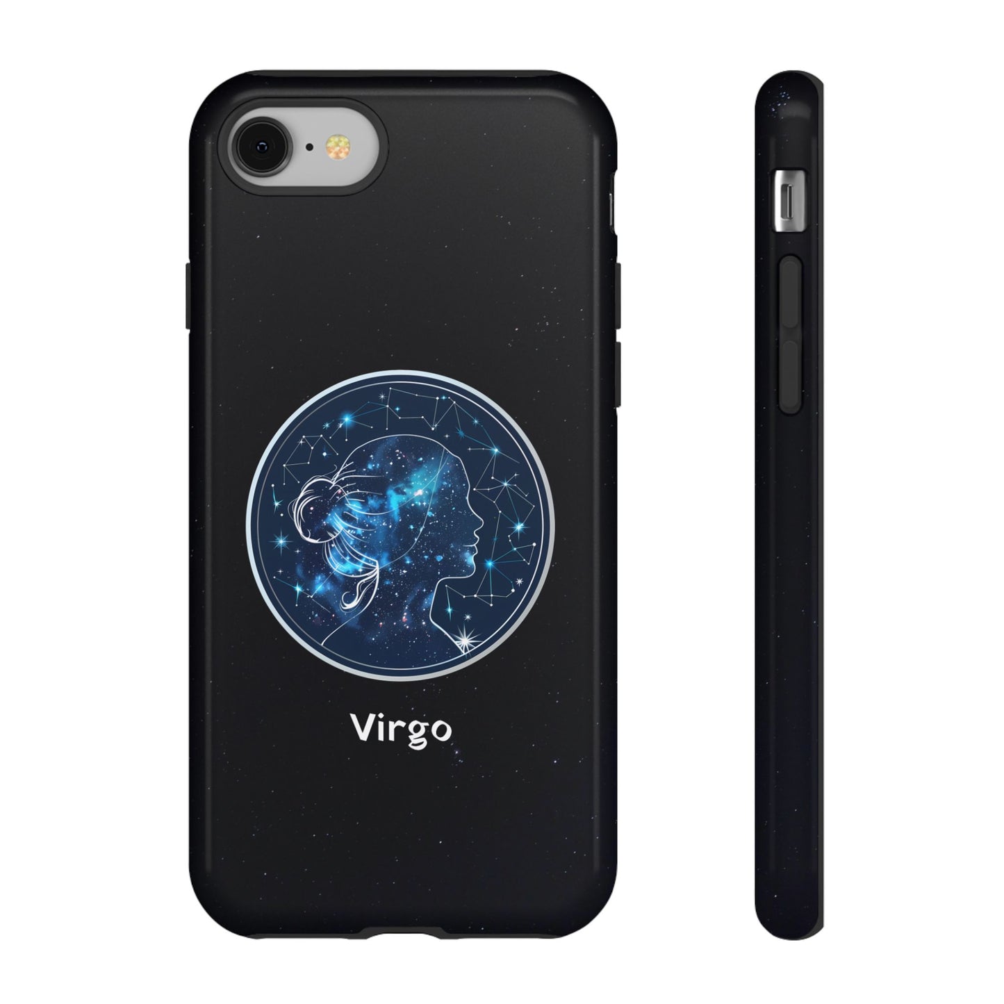 Virgo Zodiac Star Sign Black Glossy Phone Case Tough Protection for iPhone or Samsung Galaxy