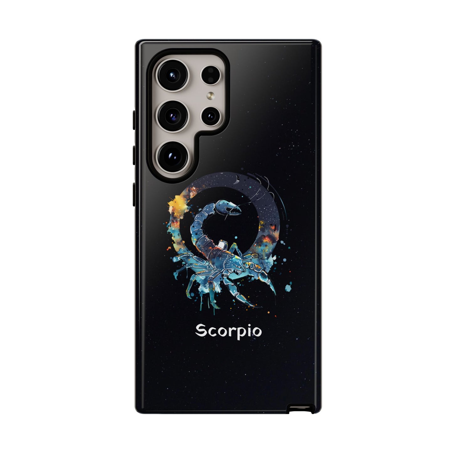 Scorpio Zodiac Star Sign Black Glossy Phone Case Tough Protection for iPhone or Samsung Galaxy