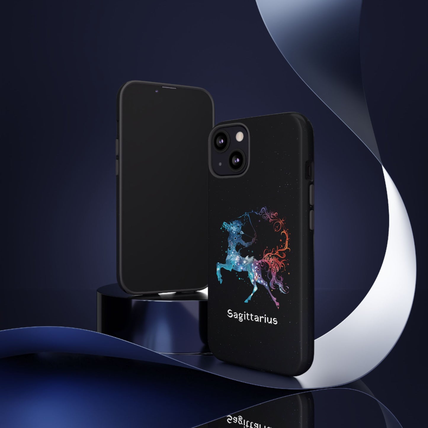 Sagittarius Zodiac Star Sign Black Glossy Phone Case Tough Protection for iPhone or Samsung Galaxy