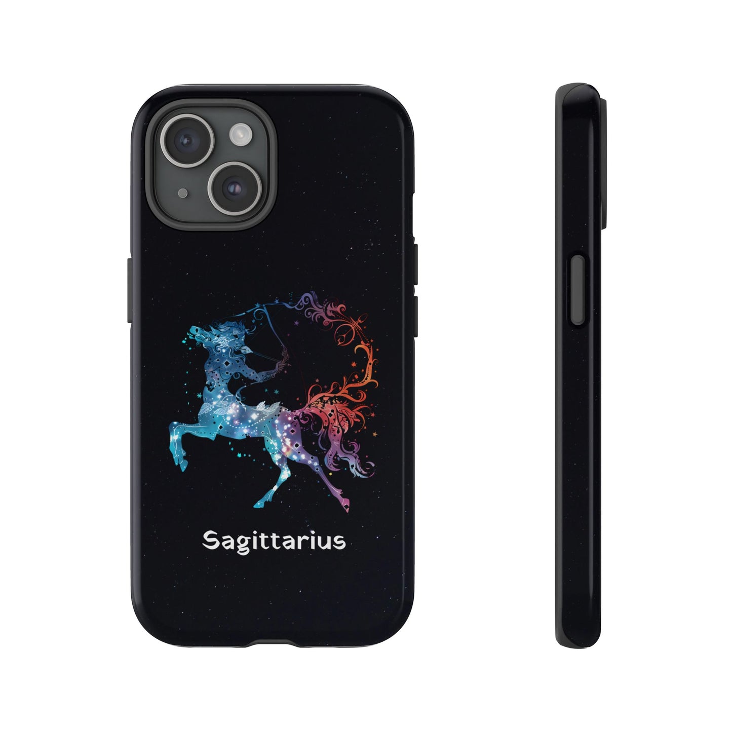 Sagittarius Zodiac Star Sign Black Glossy Phone Case Tough Protection for iPhone or Samsung Galaxy