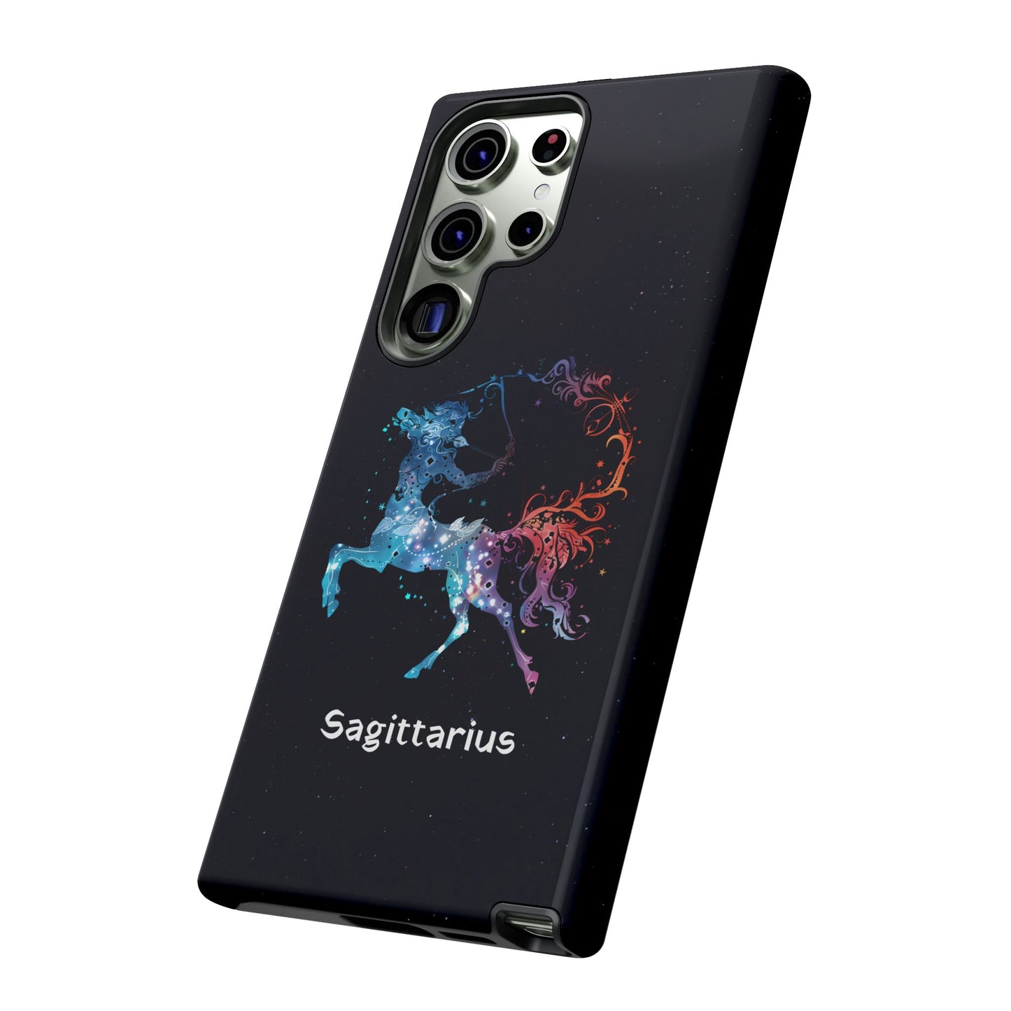 Sagittarius Zodiac Star Sign Black Glossy Phone Case Tough Protection for iPhone or Samsung Galaxy
