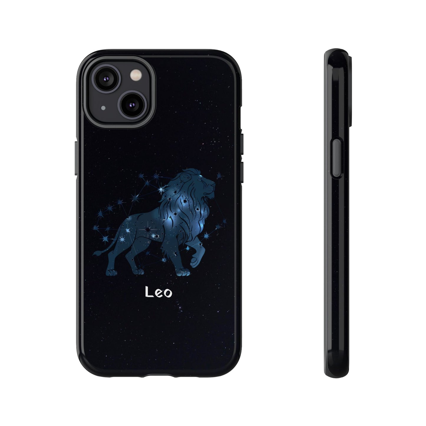 Leo Star Sign Zodiac Black Glossy Phone Case Tough Protection for iPhone or Samsung Galaxy