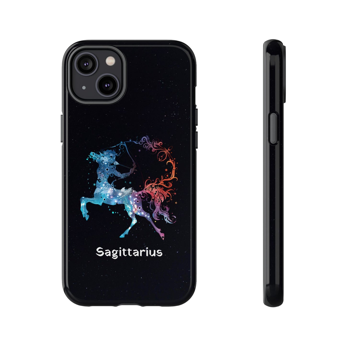 Sagittarius Zodiac Star Sign Black Glossy Phone Case Tough Protection for iPhone or Samsung Galaxy