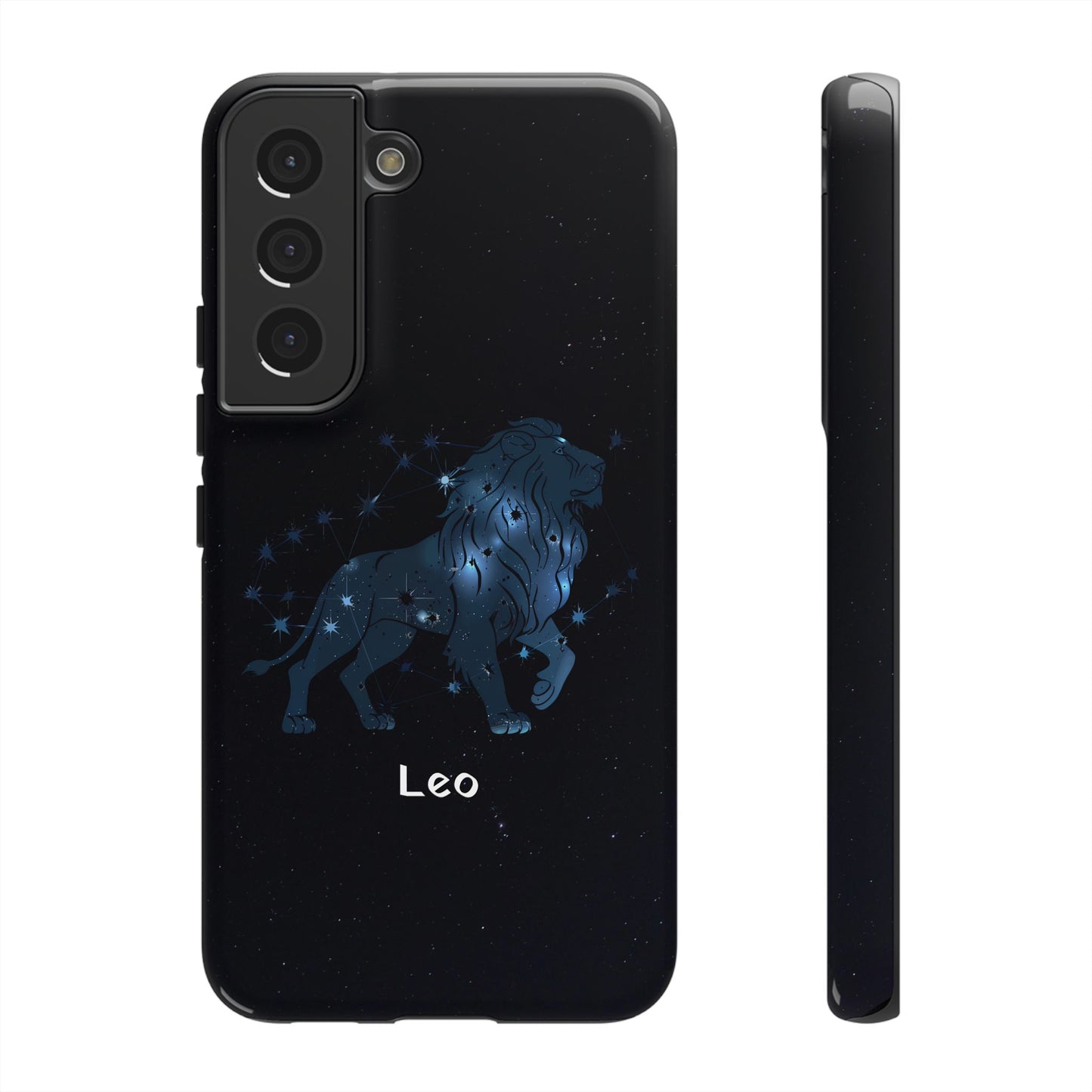 Leo Star Sign Zodiac Black Glossy Phone Case Tough Protection for iPhone or Samsung Galaxy