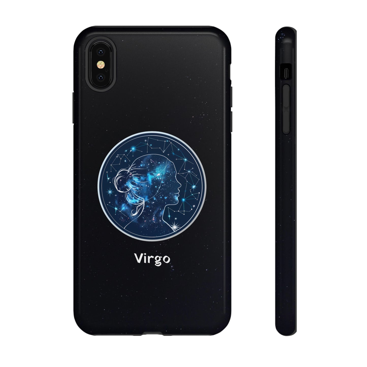 Virgo Zodiac Star Sign Black Glossy Phone Case Tough Protection for iPhone or Samsung Galaxy