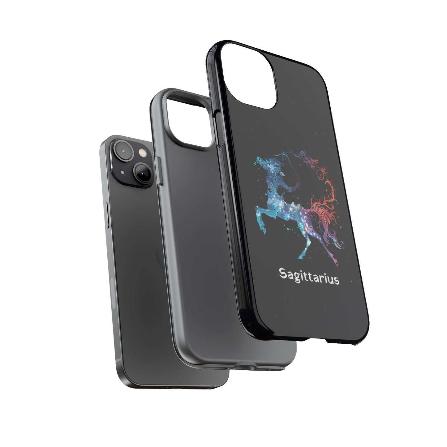 Sagittarius Zodiac Star Sign Black Glossy Phone Case Tough Protection for iPhone or Samsung Galaxy