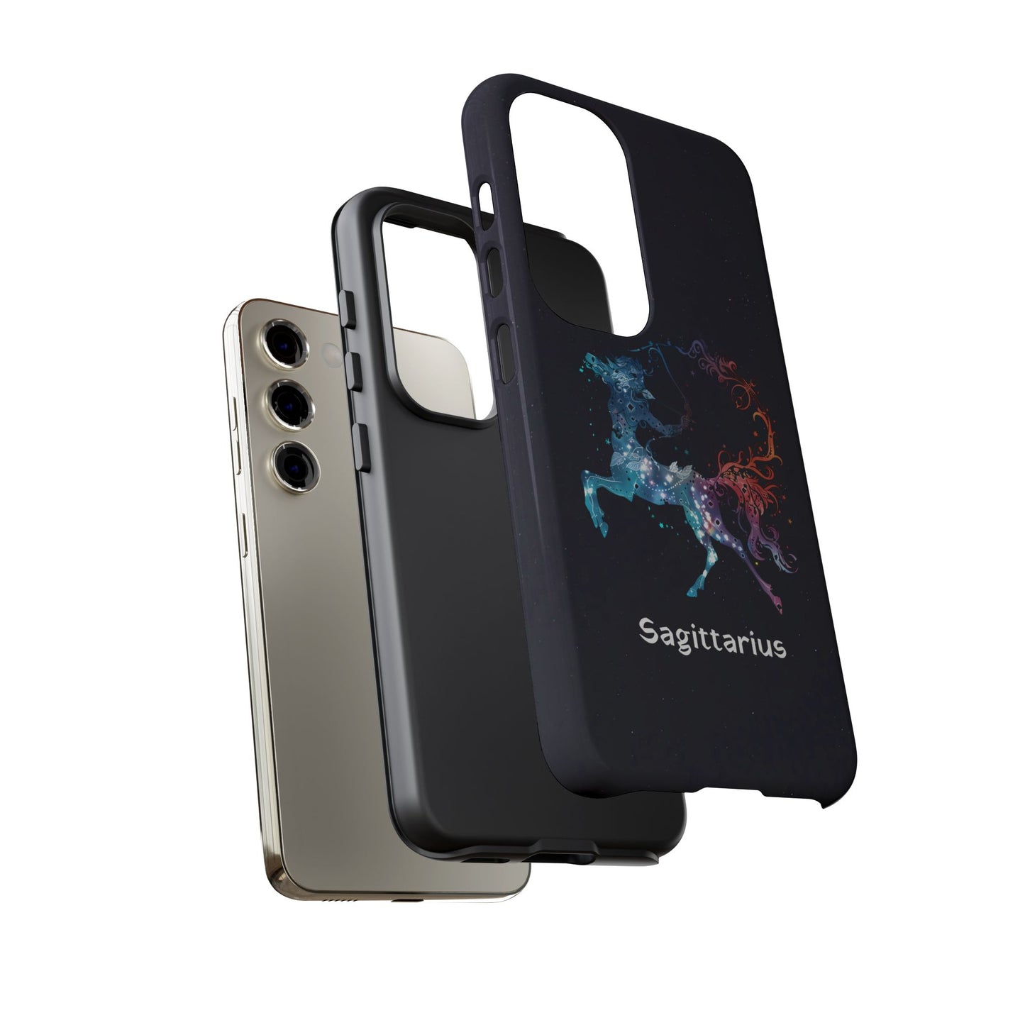 Sagittarius Zodiac Star Sign Black Glossy Phone Case Tough Protection for iPhone or Samsung Galaxy