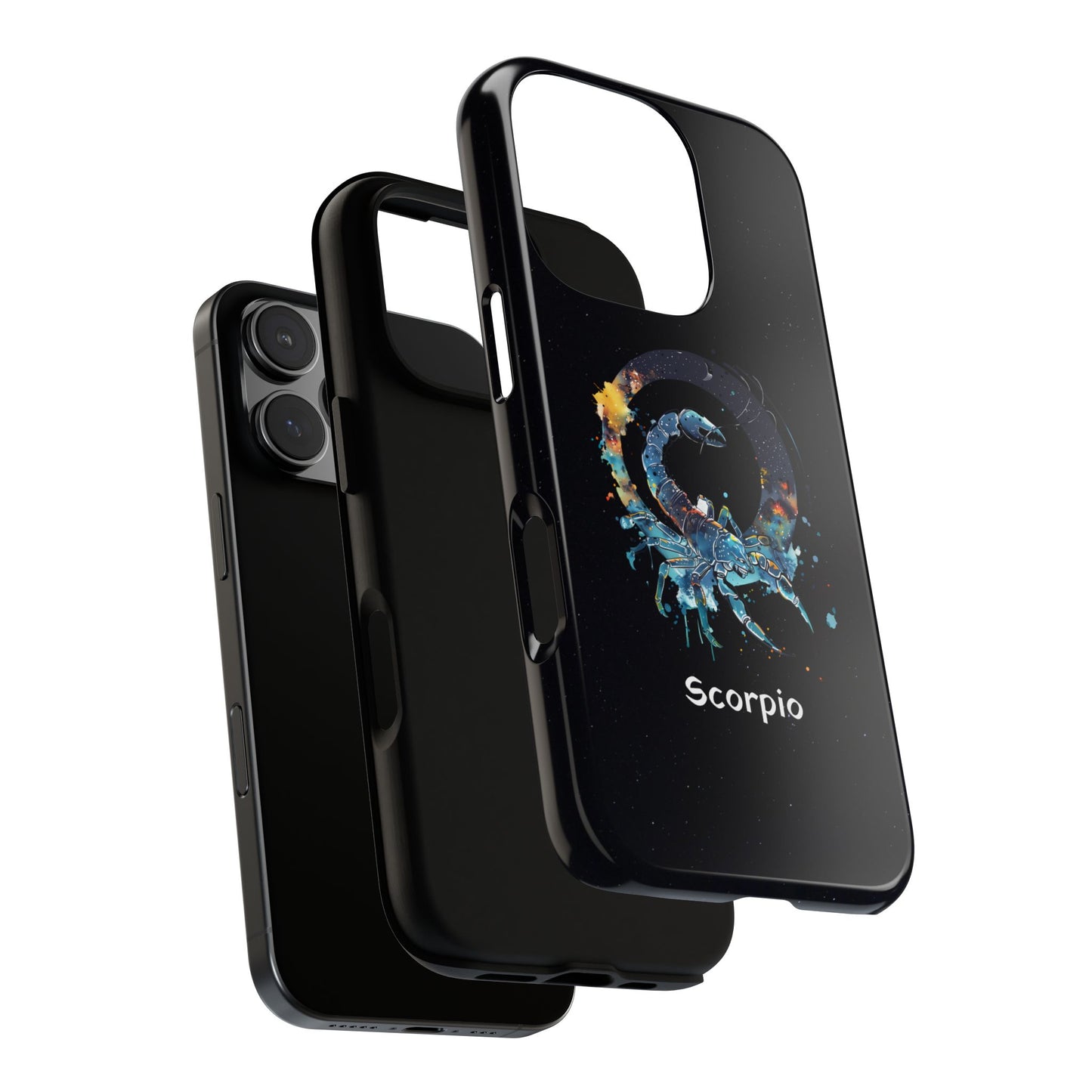 Scorpio Zodiac Star Sign Black Glossy Phone Case Tough Protection for iPhone or Samsung Galaxy