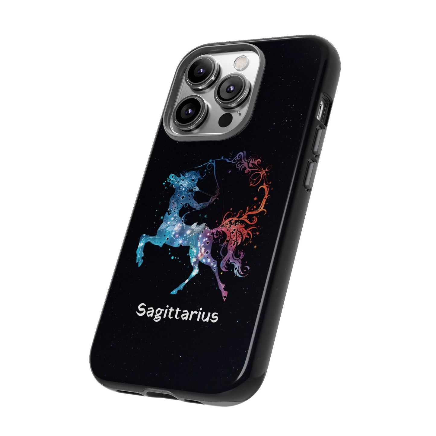 Sagittarius Zodiac Star Sign Black Glossy Phone Case Tough Protection for iPhone or Samsung Galaxy