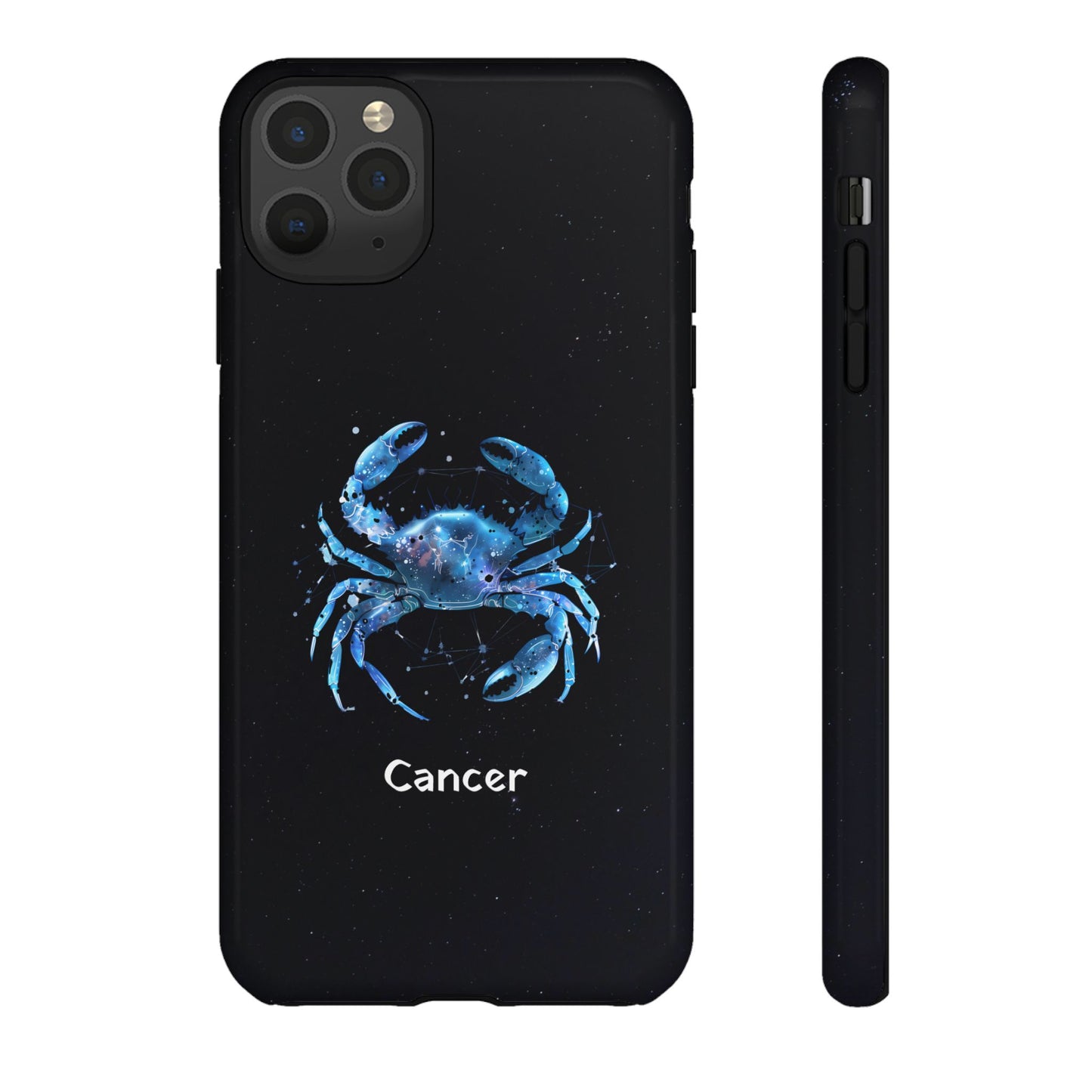 Cancer Zodiac Star Sign Black Glossy Phone Case Tough Protection for iPhone or Samsung Galaxy