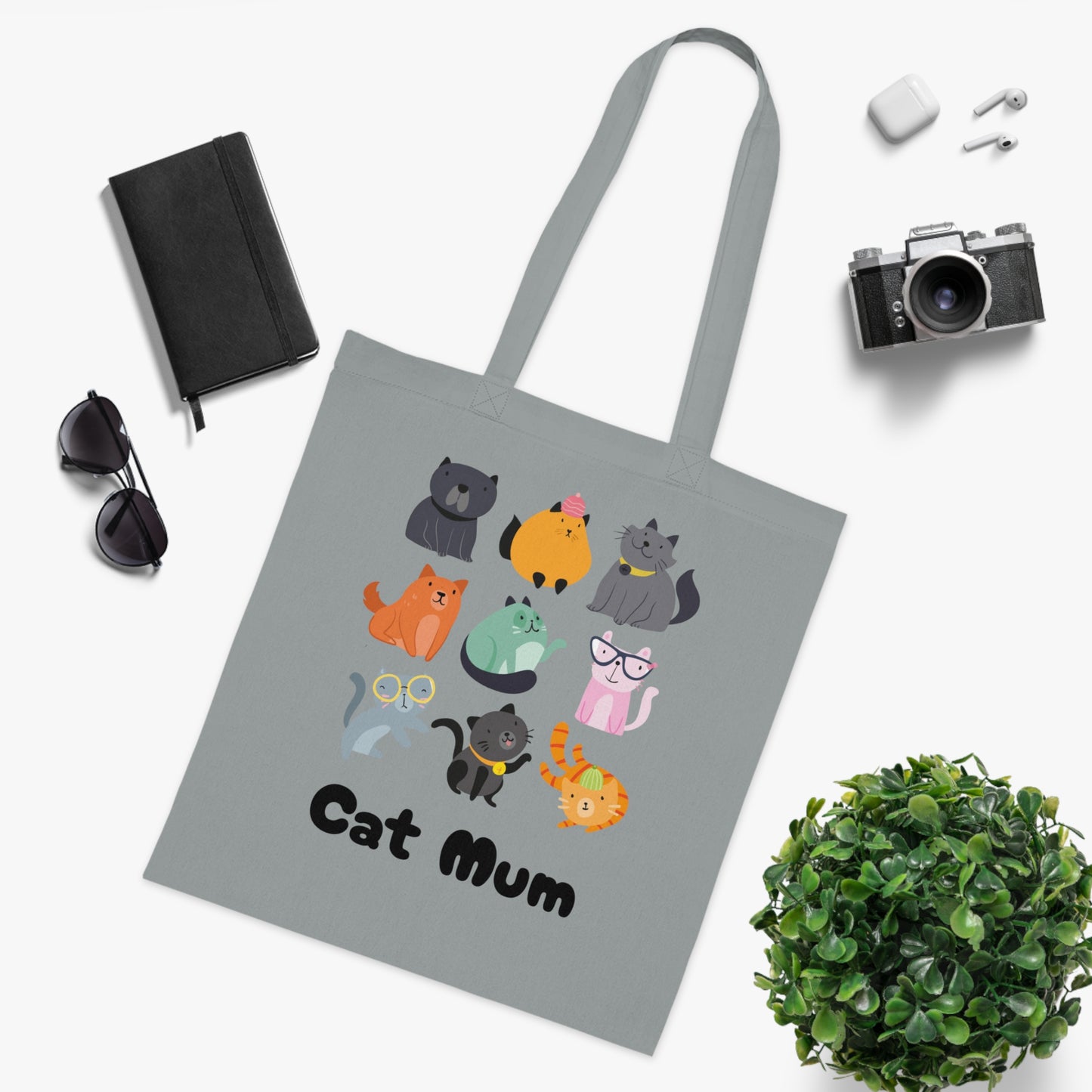 Cat Mum Large Cotton Tote Bag in Various Colours - Perfect Gift for Cat Lovers