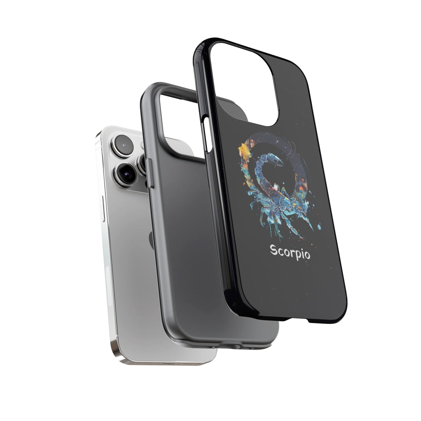 Scorpio Zodiac Star Sign Black Glossy Phone Case Tough Protection for iPhone or Samsung Galaxy