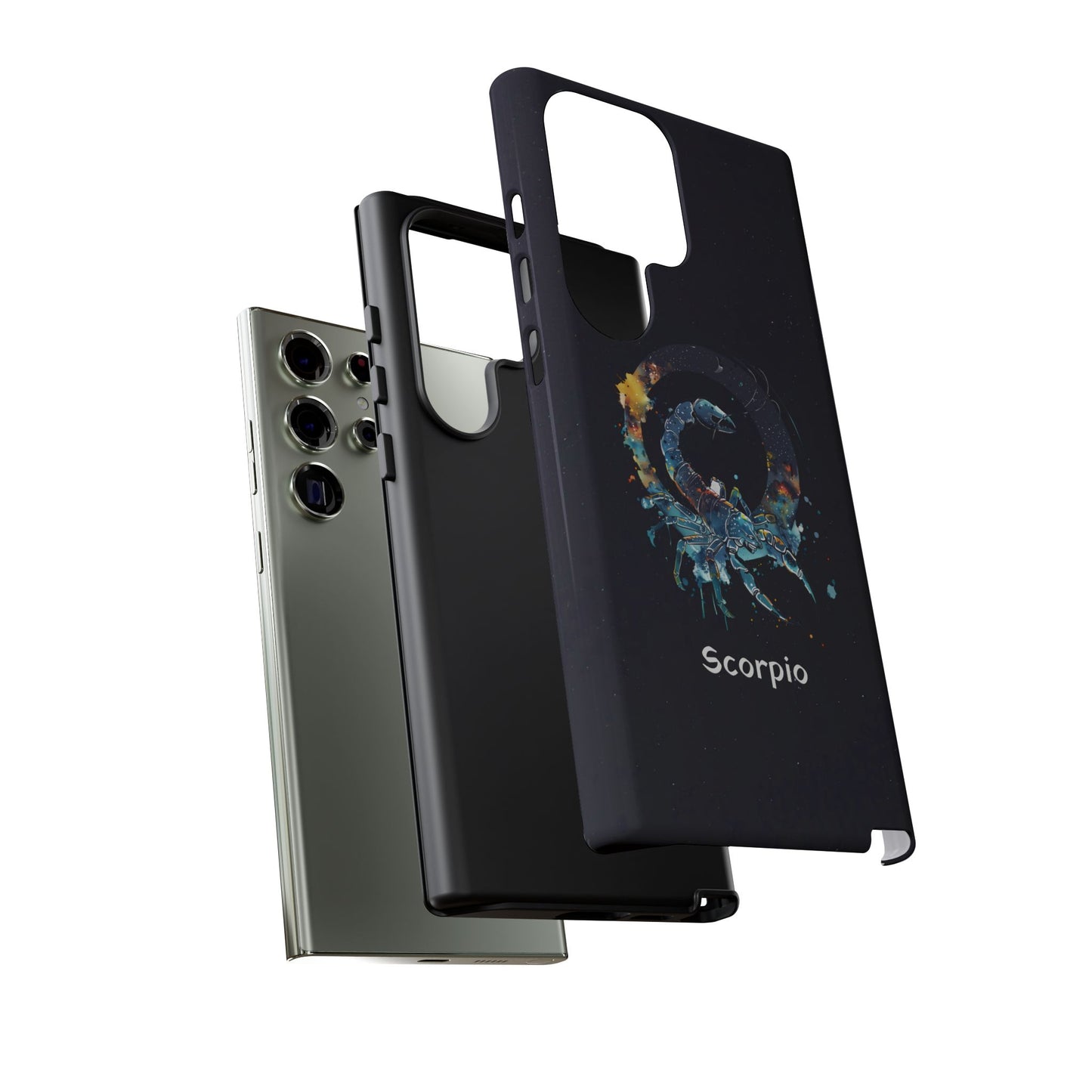 Scorpio Zodiac Star Sign Black Glossy Phone Case Tough Protection for iPhone or Samsung Galaxy