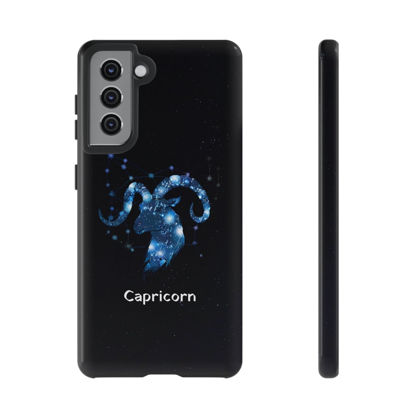 Capricorn Zodiac Star Sign Black Glossy Phone Case Tough Protection for iPhone or Samsung Galaxy