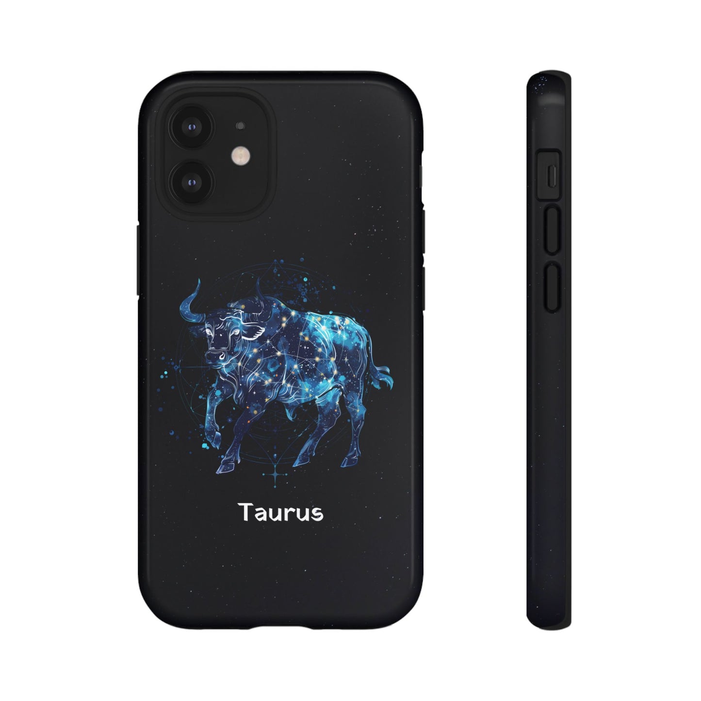 Taurus Zodiac Star Sign Black Glossy Phone Case Tough Protection for iPhone or Samsung Galaxy