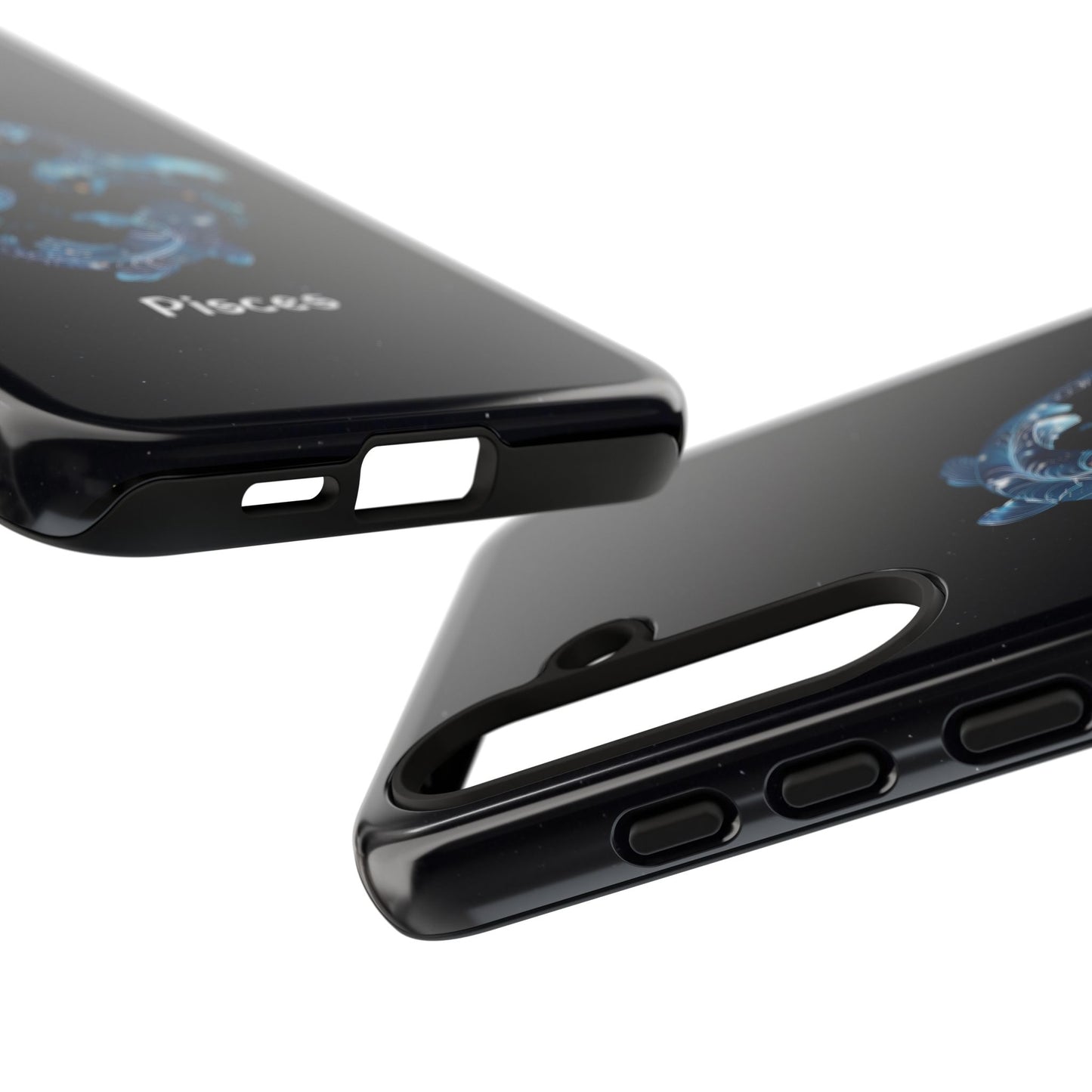 Pisces Zodiac Star Sign Black Glossy Phone Case Tough Protection for iPhone or Samsung Galaxy