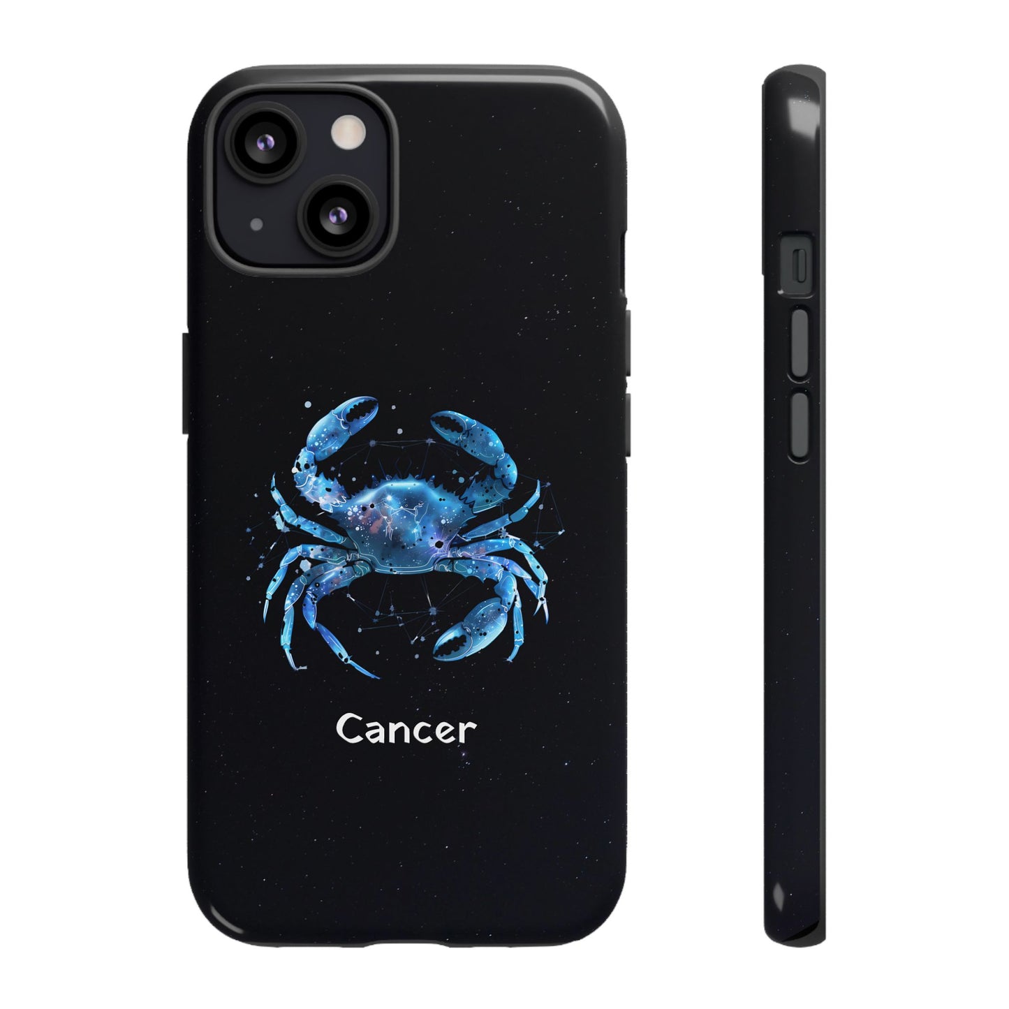 Cancer Zodiac Star Sign Black Glossy Phone Case Tough Protection for iPhone or Samsung Galaxy