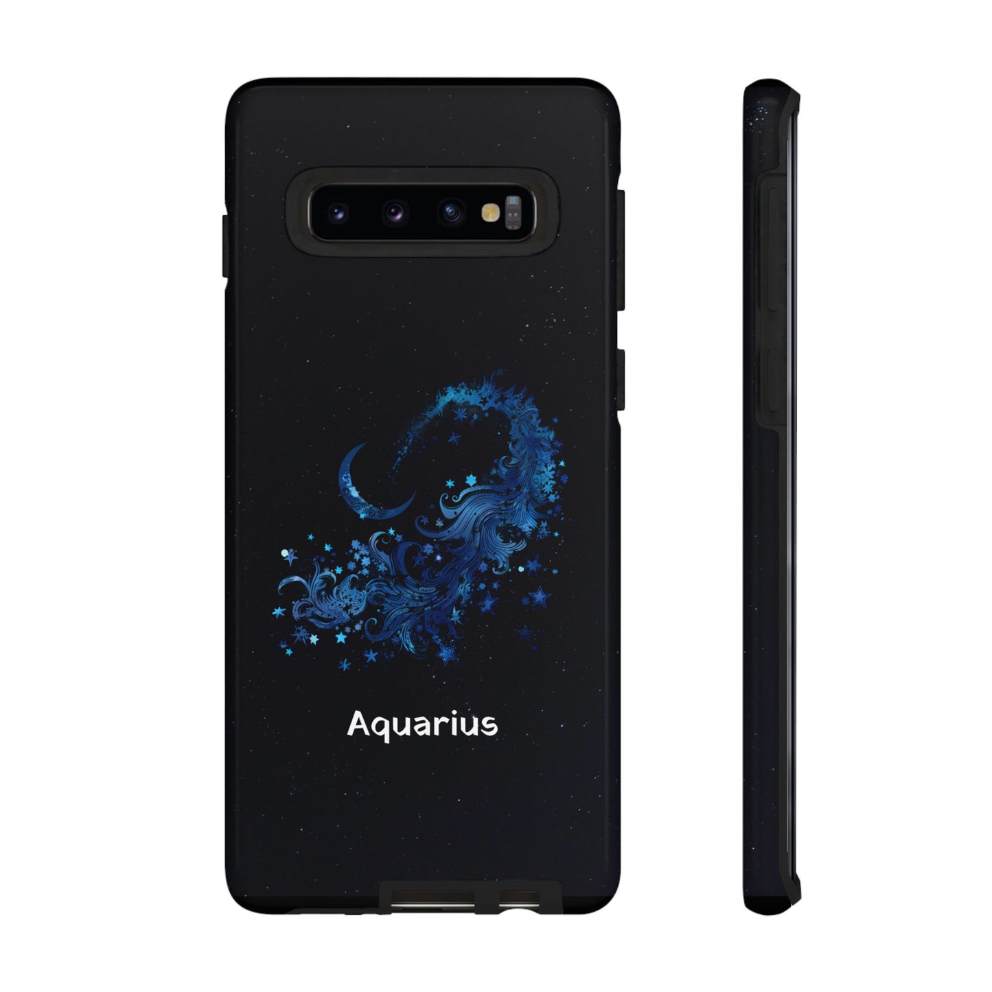 Aquarius Zodiac Star Sign Black Glossy Phone Case Tough Protection for iPhone or Samsung Galaxy