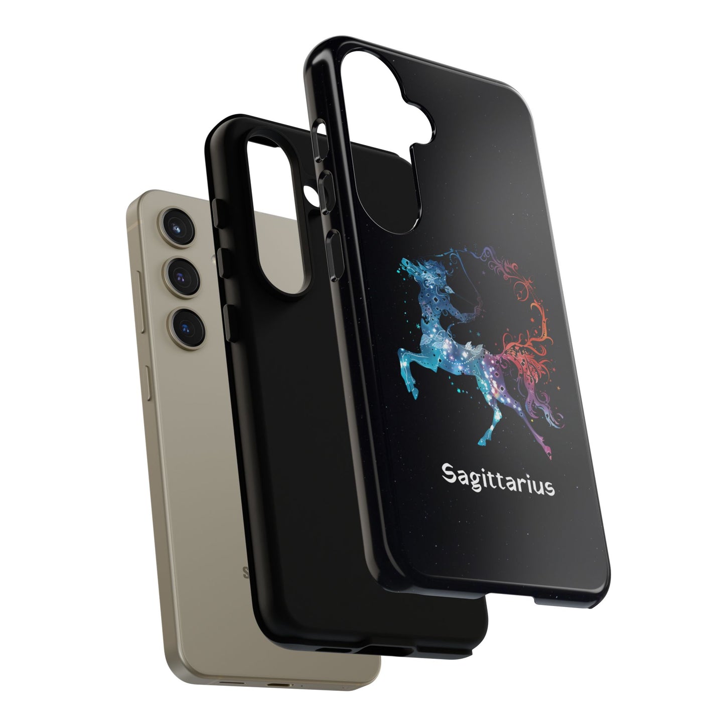 Sagittarius Zodiac Star Sign Black Glossy Phone Case Tough Protection for iPhone or Samsung Galaxy