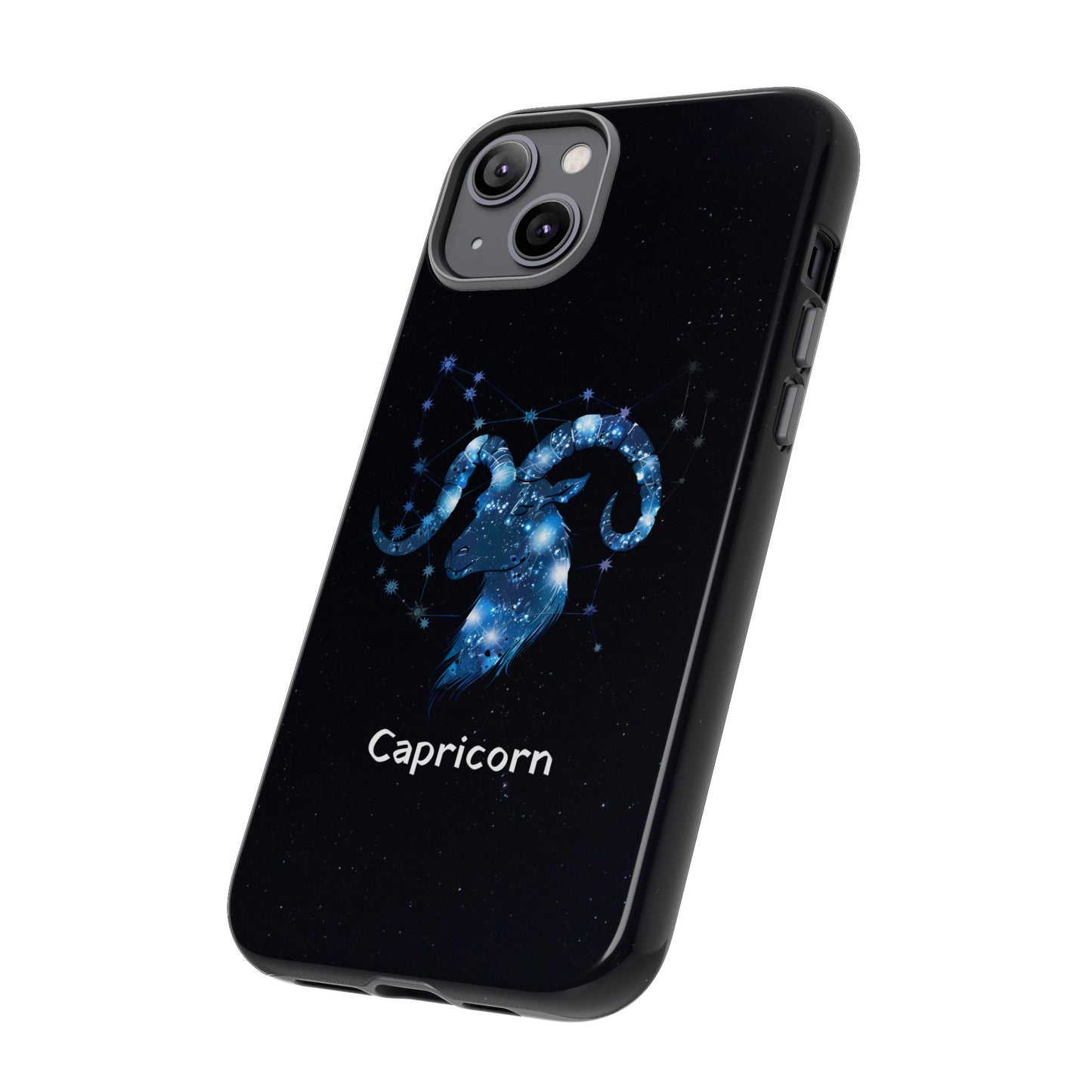 Capricorn Zodiac Star Sign Black Glossy Phone Case Tough Protection for iPhone or Samsung Galaxy