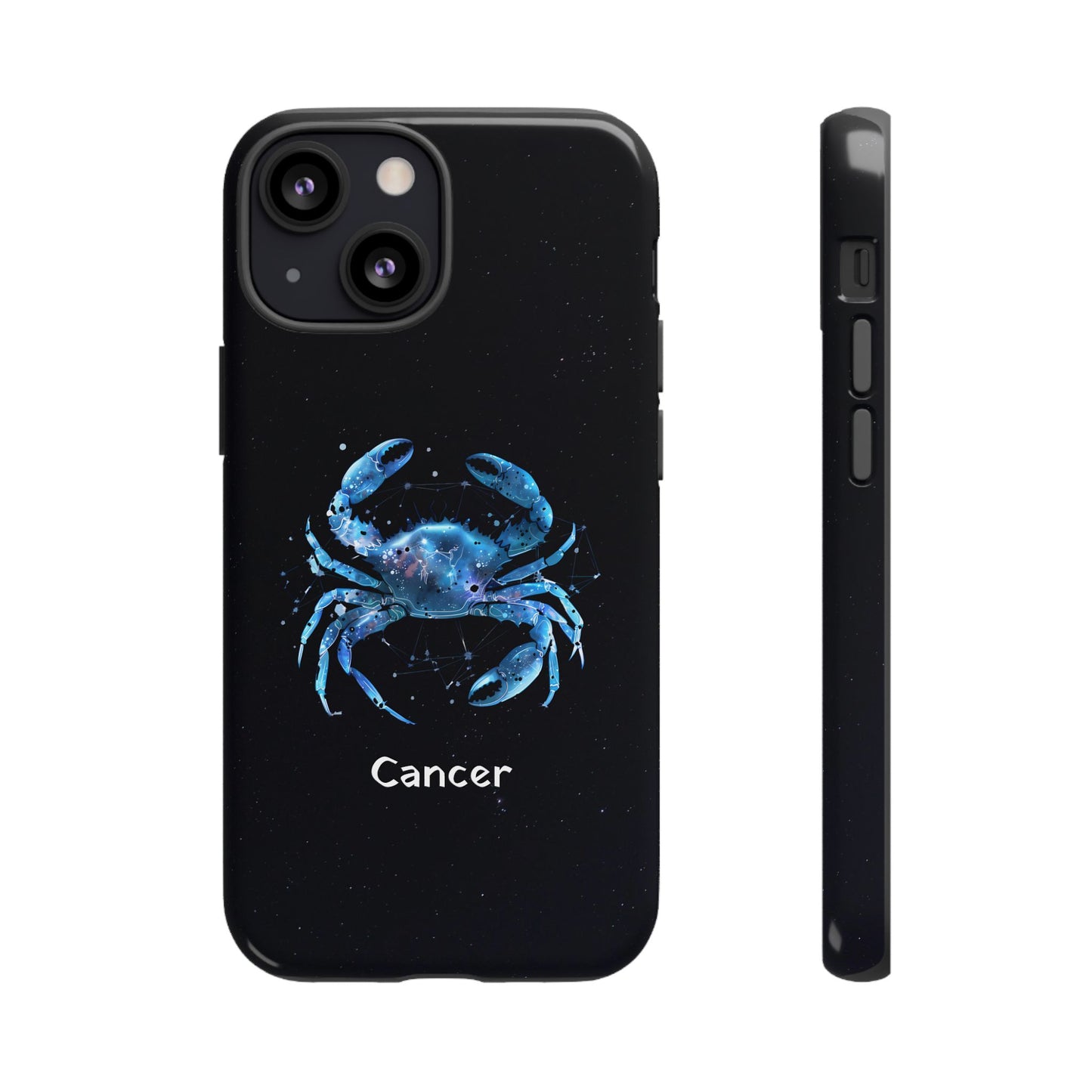 Cancer Zodiac Star Sign Black Glossy Phone Case Tough Protection for iPhone or Samsung Galaxy