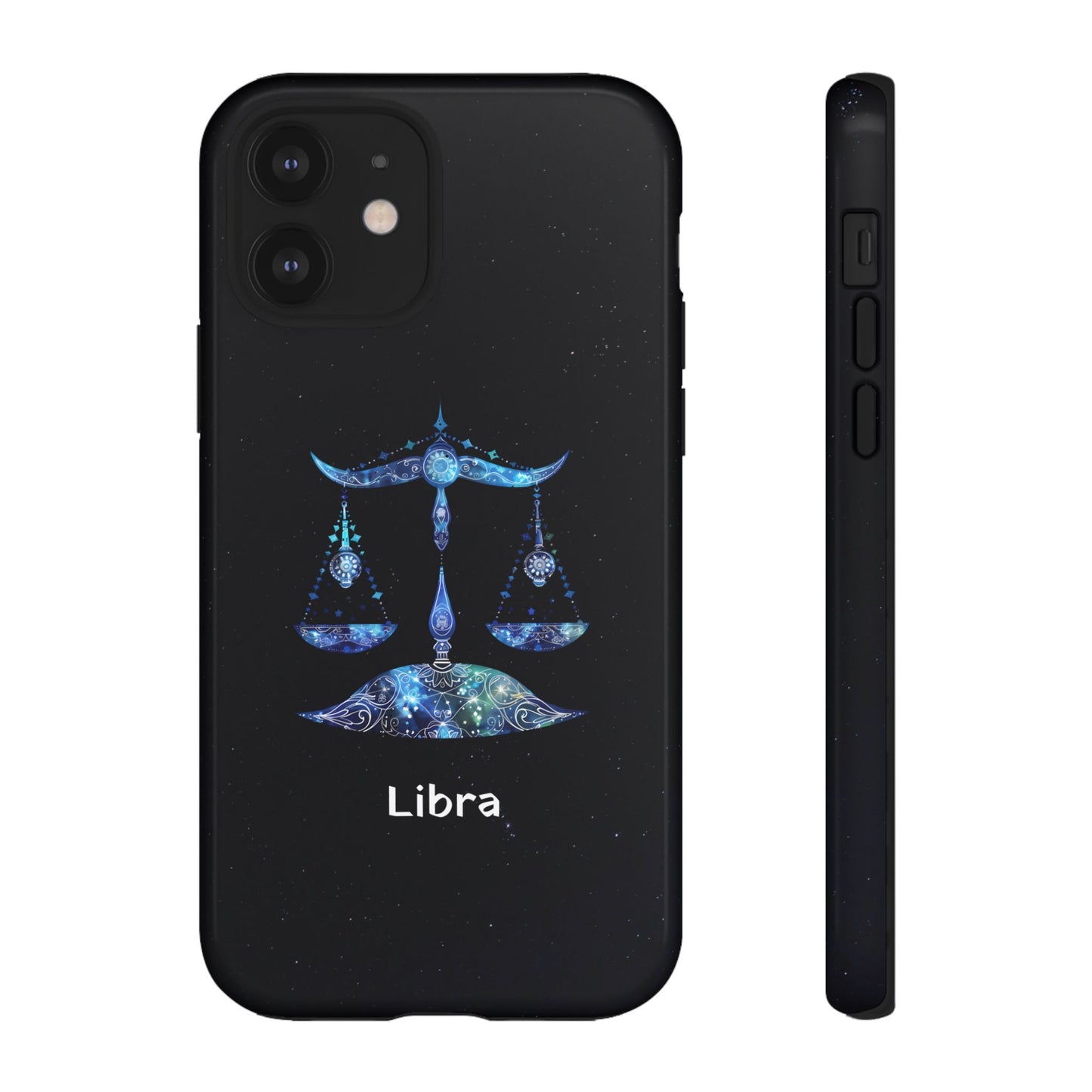 Libra Zodiac Star Sign Black Glossy Phone Case Tough Protection for iPhone or Samsung Galaxy