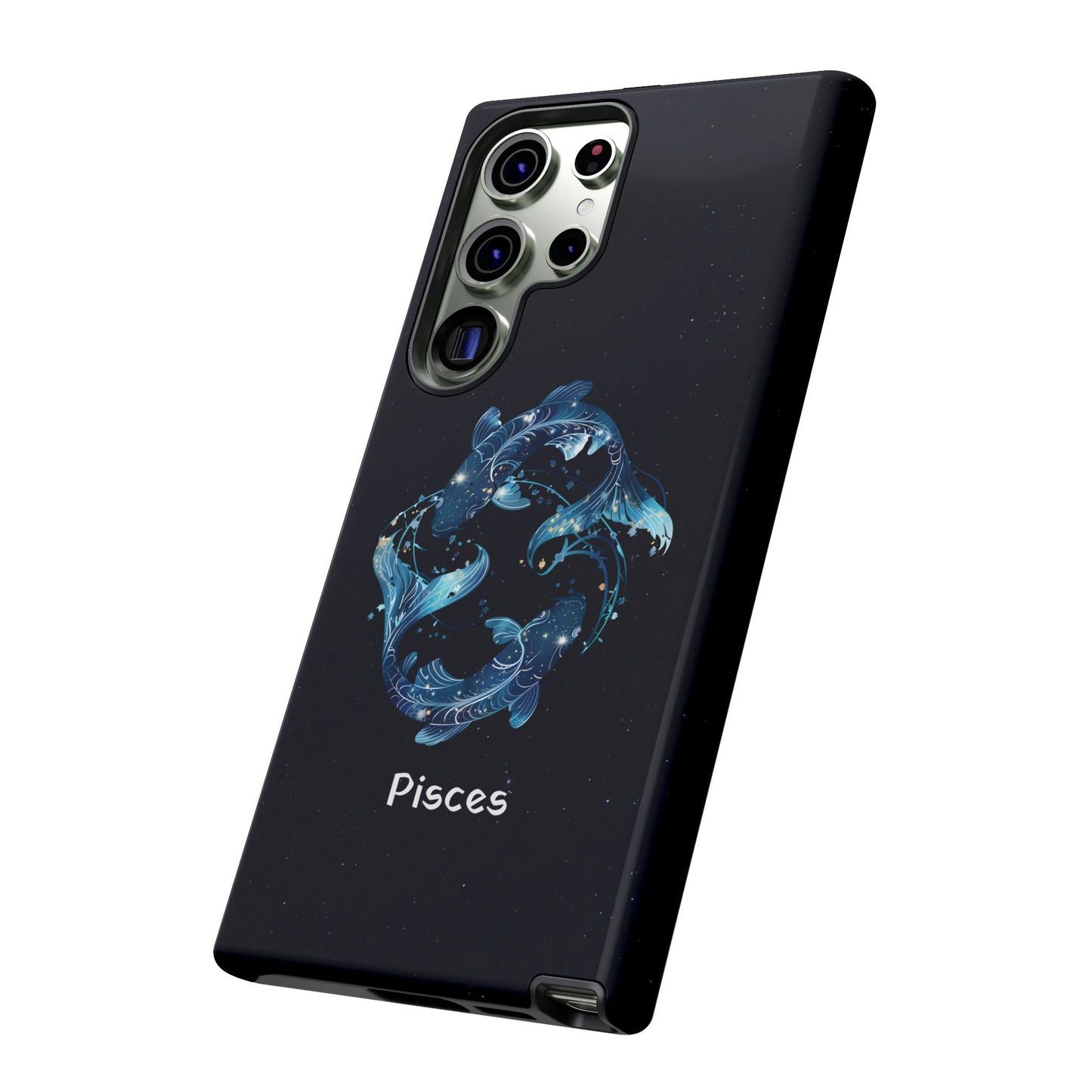 Pisces Zodiac Star Sign Black Glossy Phone Case Tough Protection for iPhone or Samsung Galaxy