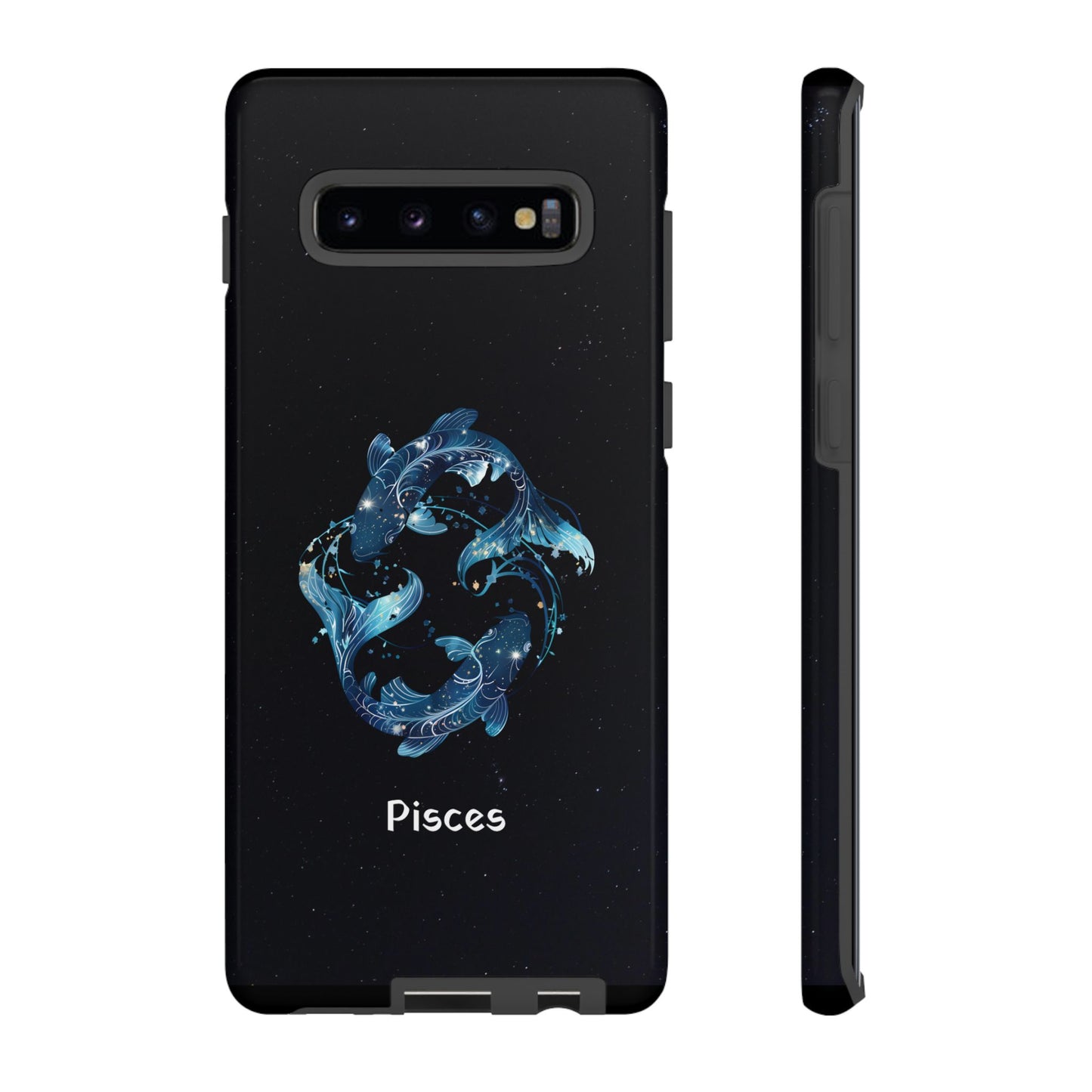 Pisces Zodiac Star Sign Black Glossy Phone Case Tough Protection for iPhone or Samsung Galaxy