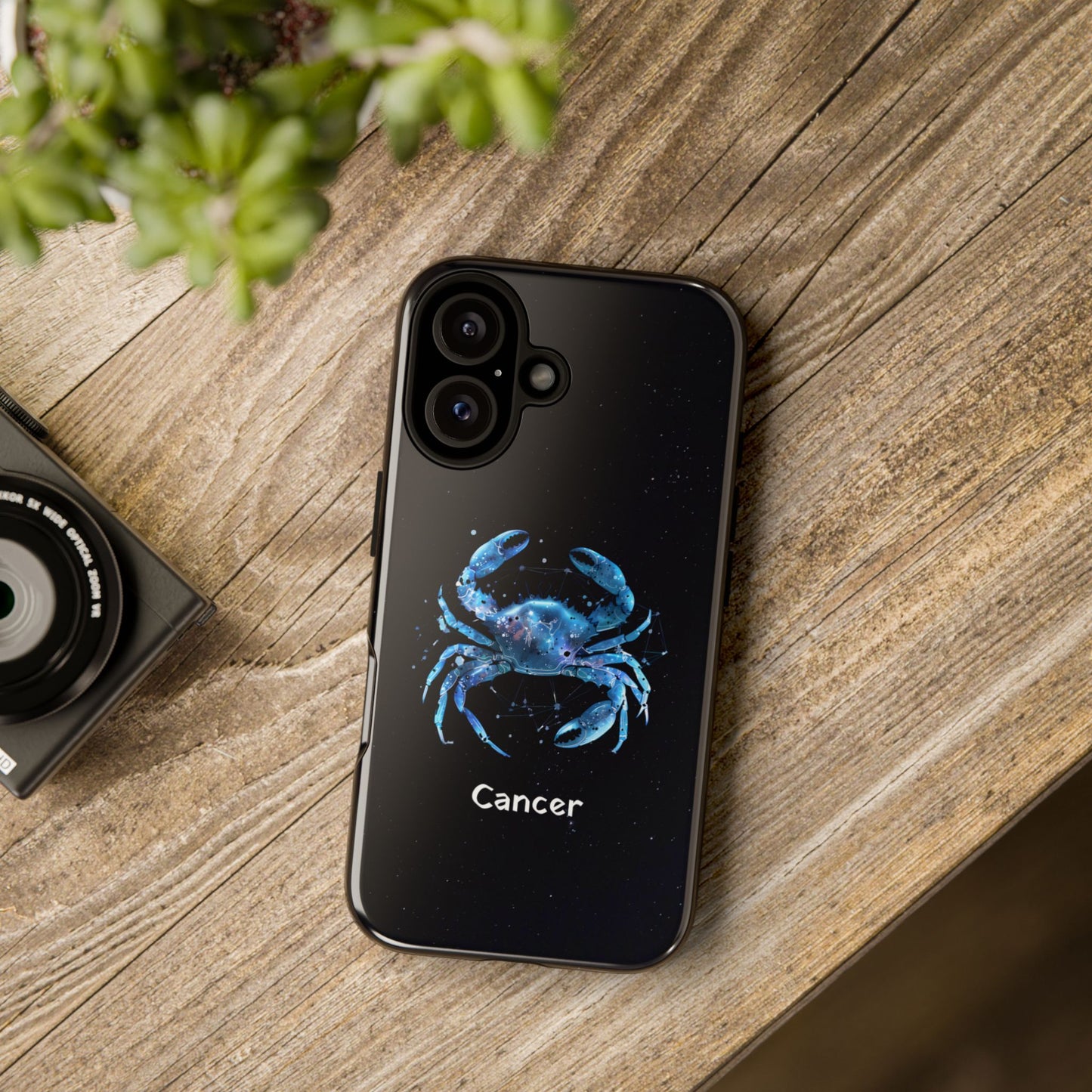 Cancer Zodiac Star Sign Black Glossy Phone Case Tough Protection for iPhone or Samsung Galaxy
