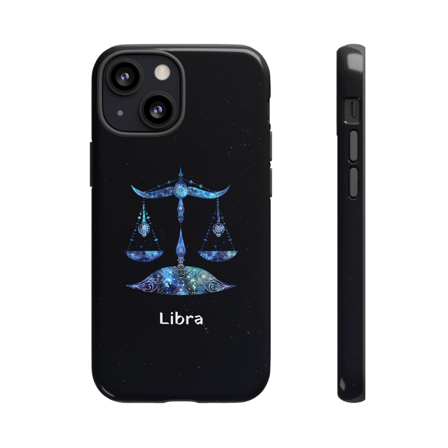 Libra Zodiac Star Sign Black Glossy Phone Case Tough Protection for iPhone or Samsung Galaxy